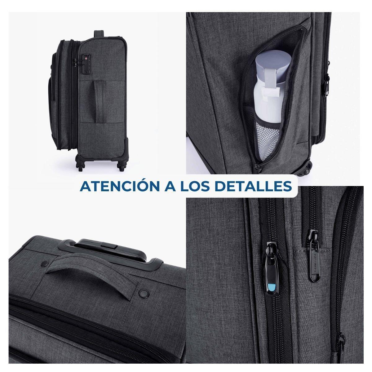 Bagsmart Set Maleta de Mano Expandible 45L + Bolso de Mano 11L - Gris-5