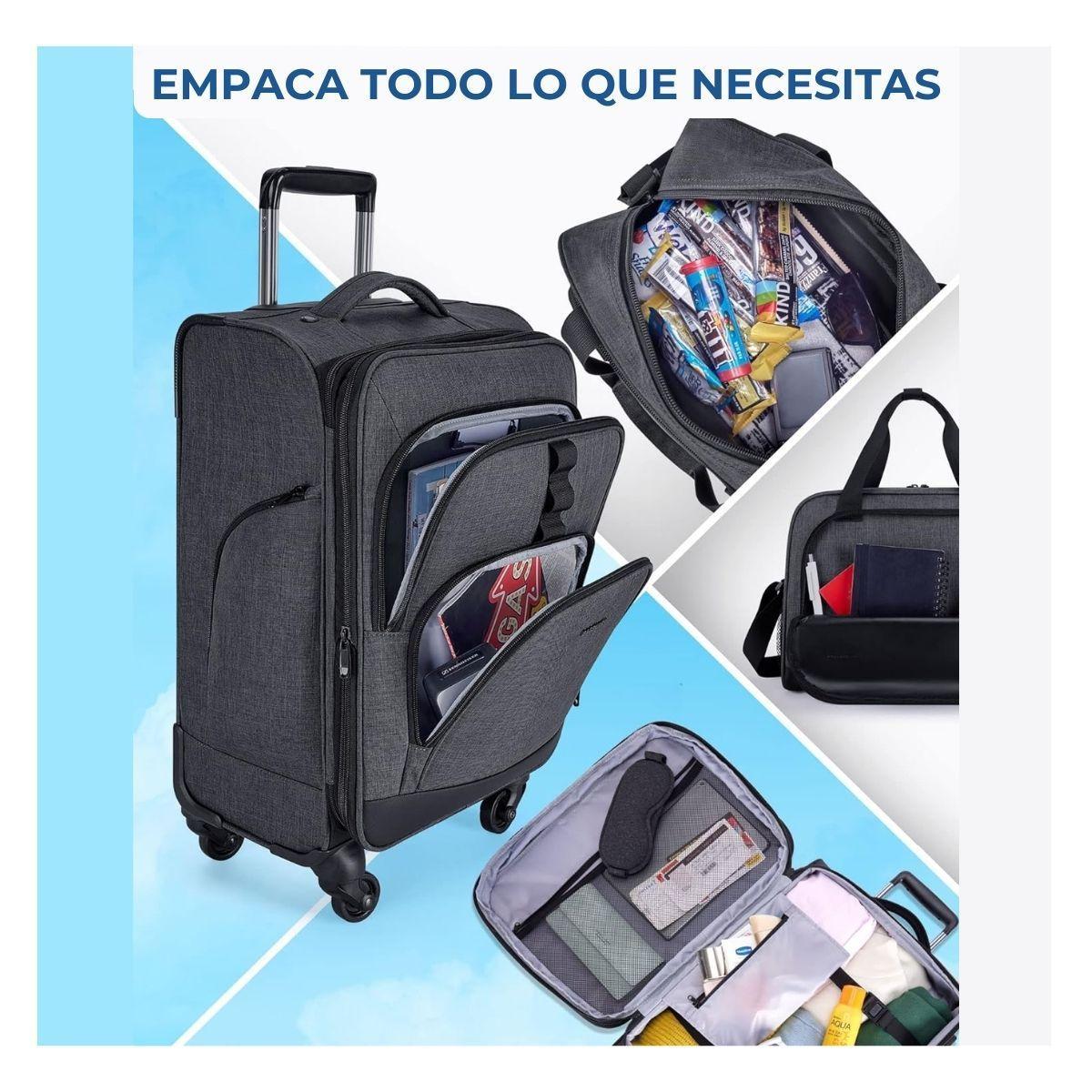 Bagsmart Set Maleta de Mano Expandible 45L + Bolso de Mano 11L - Gris-6