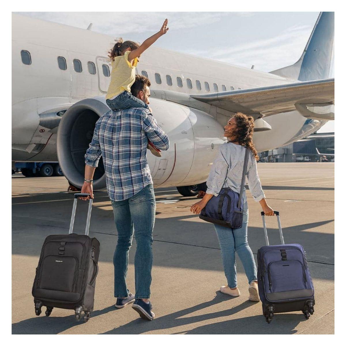 Bagsmart Set Maleta de Mano Expandible 45L + Bolso de Mano 11L - Gris-7