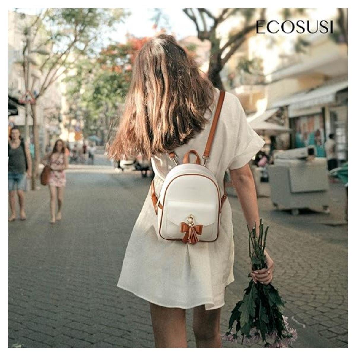 Ecosusi Mini Mochila con Lazo - Beige-1