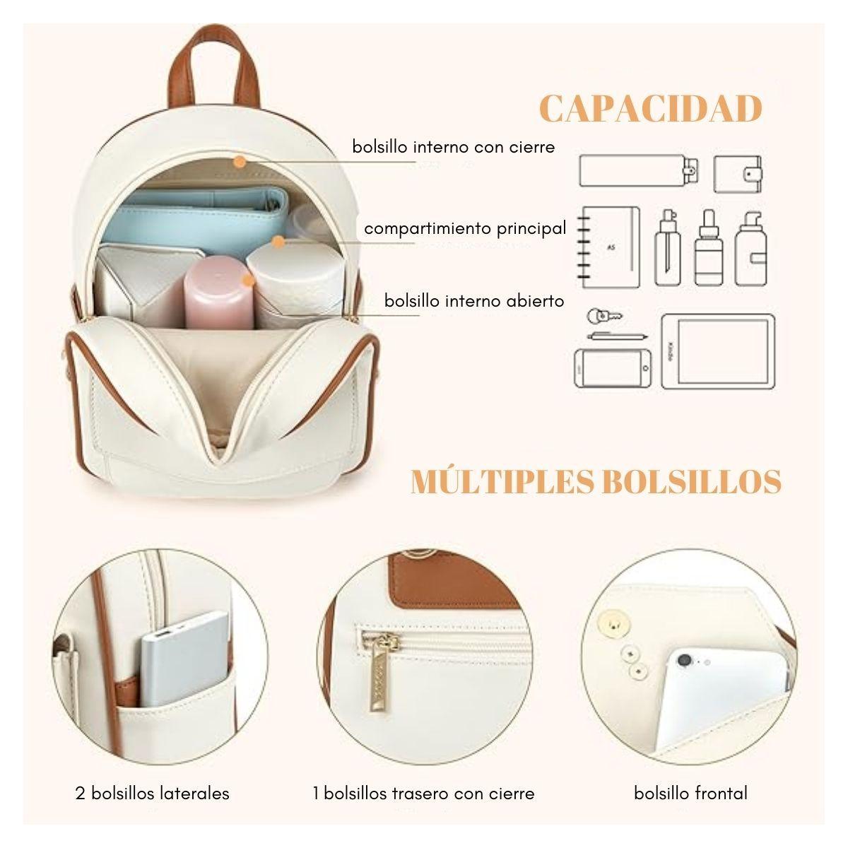 Ecosusi Mini Mochila con Lazo - Beige-2