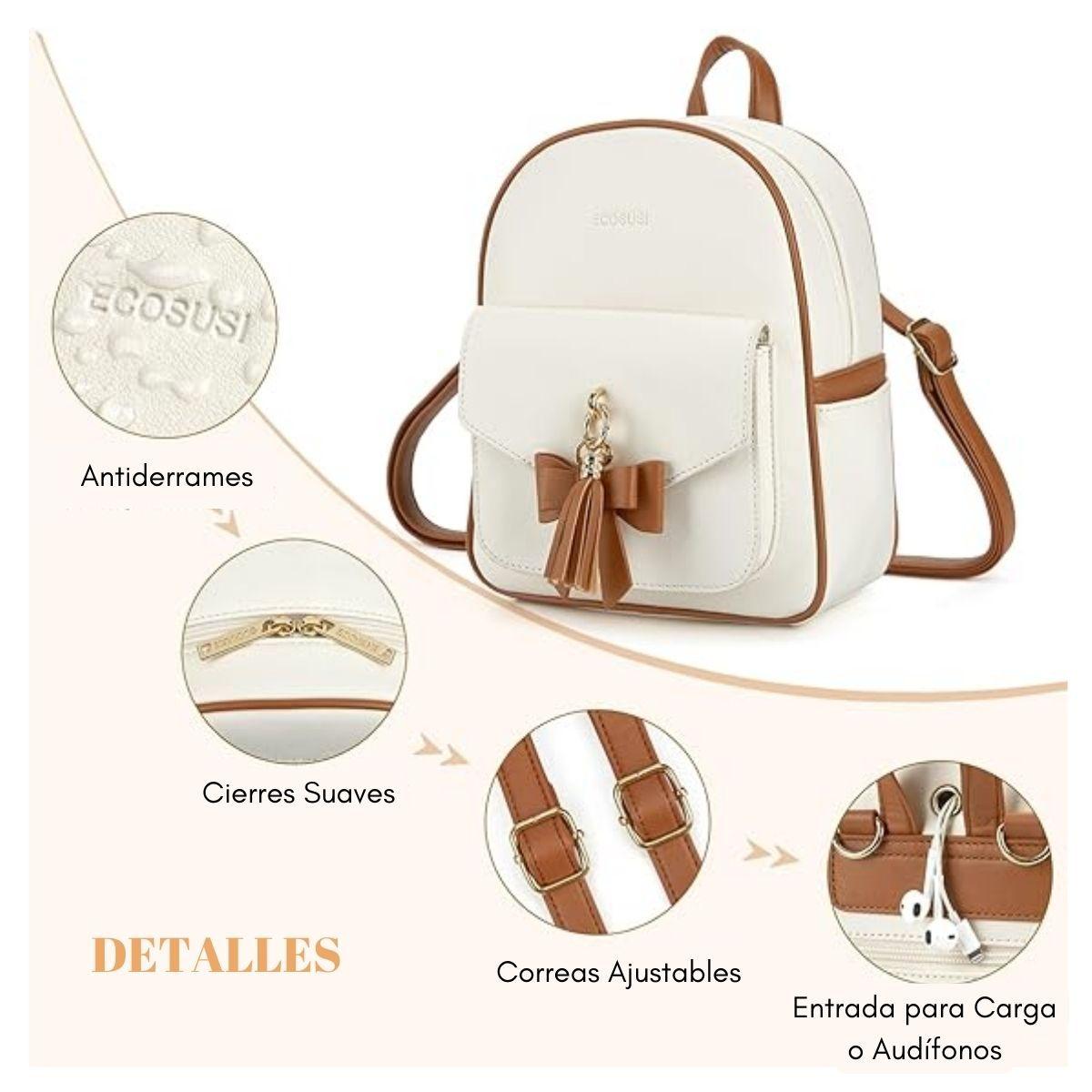 Ecosusi Mini Mochila con Lazo - Beige-5