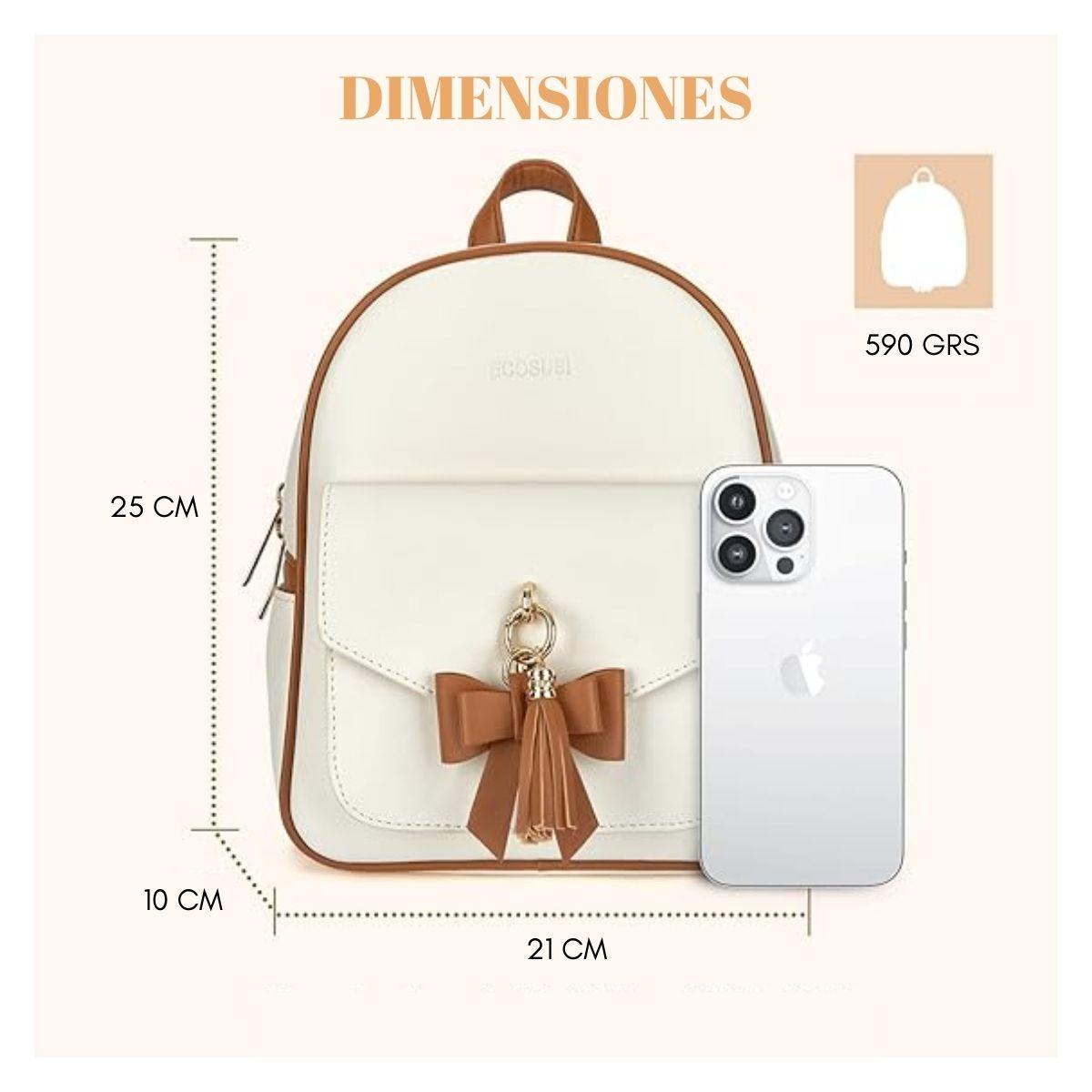 Ecosusi Mini Mochila con Lazo - Beige-6