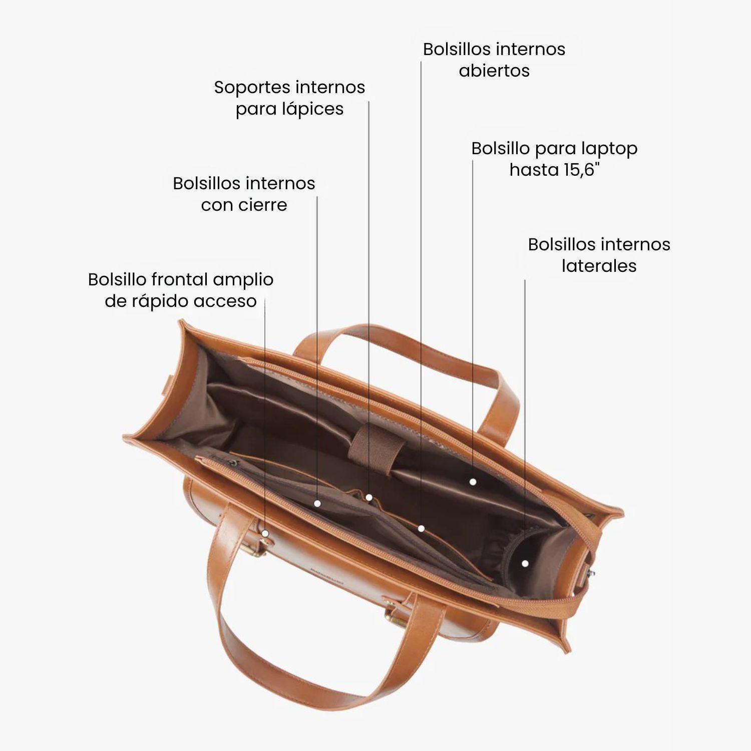 Ecosusi Bolso Tote Olivia para Notebook 15,6" Marrón-3