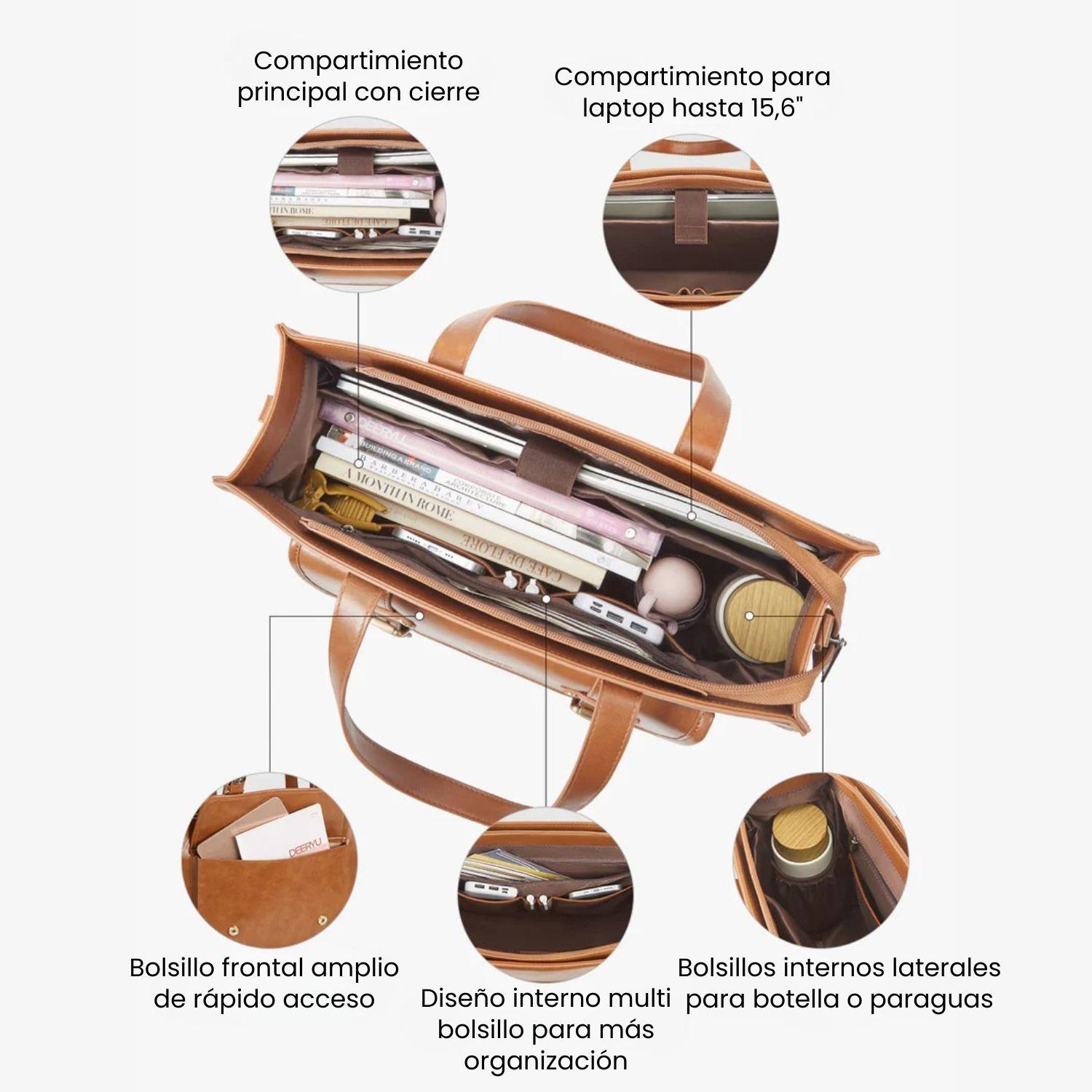 Ecosusi Bolso Tote Olivia para Notebook 15,6" Marrón-5
