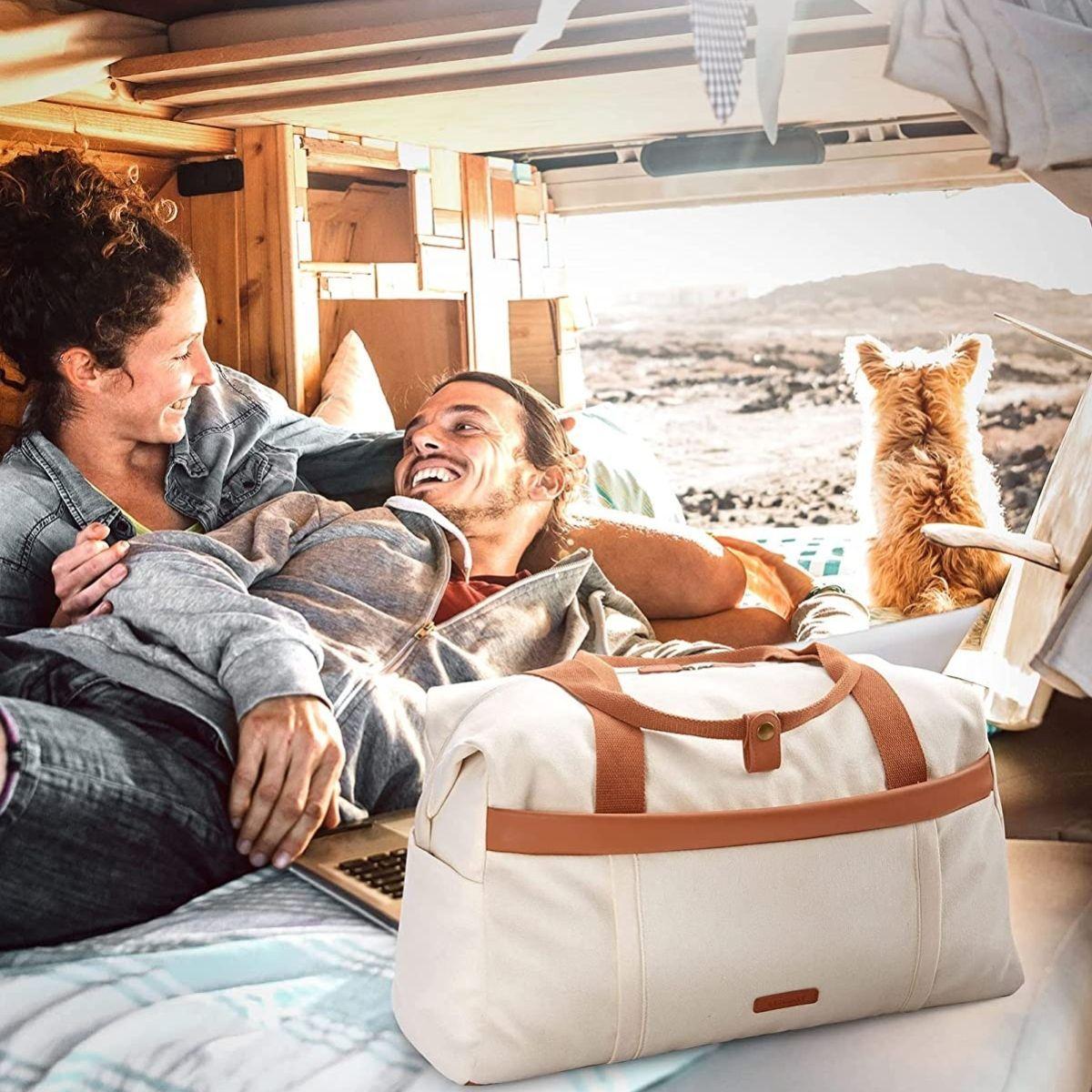 Bagsmart - Bolso de viaje y gimnasio grande 40L - Beige-3