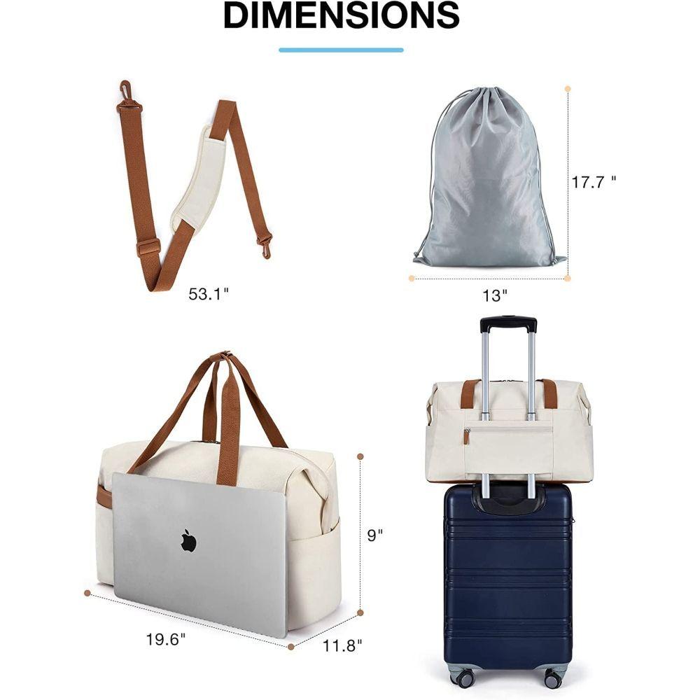 Bagsmart - Bolso de viaje y gimnasio grande 40L - Beige-2