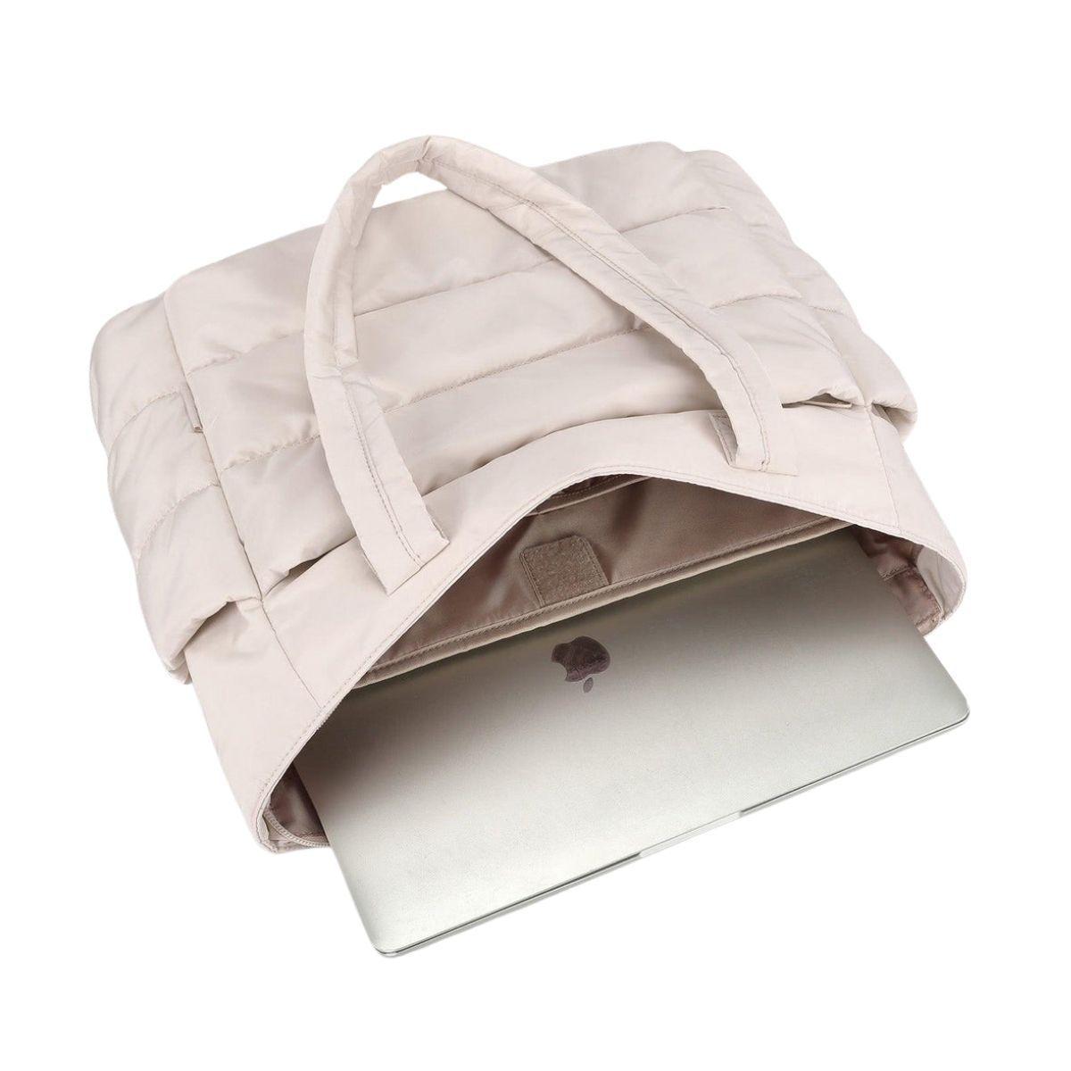Bagsmart Bolso Tote Acolchado Bubble 20 L para Notebook 15,6″ Beige-2