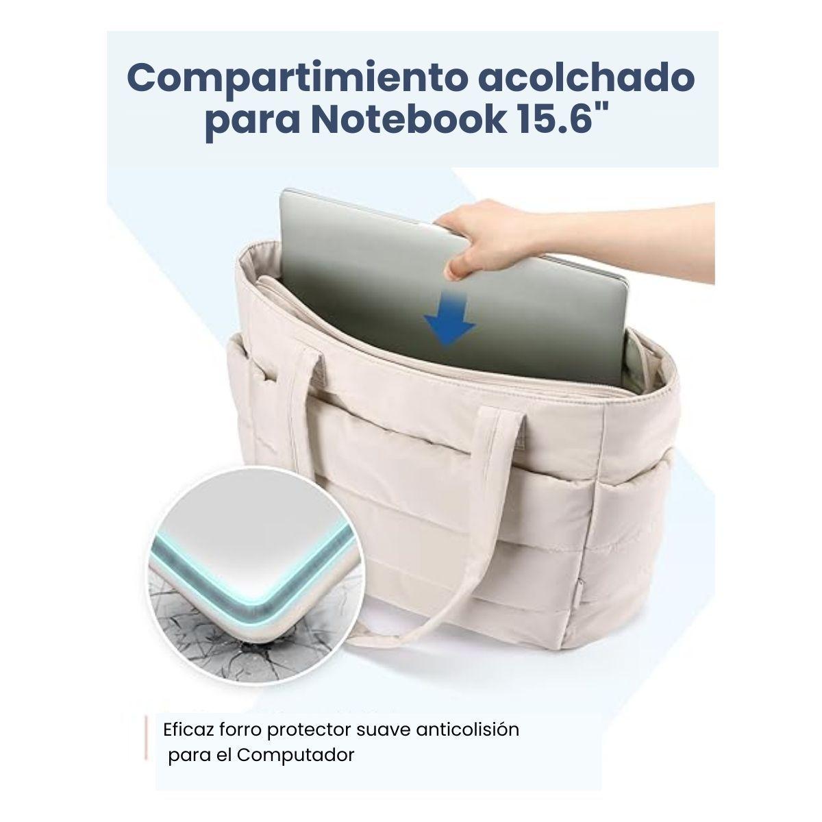 Bagsmart Bolso Tote Acolchado Bubble 20 L para Notebook 15,6″ Beige-4