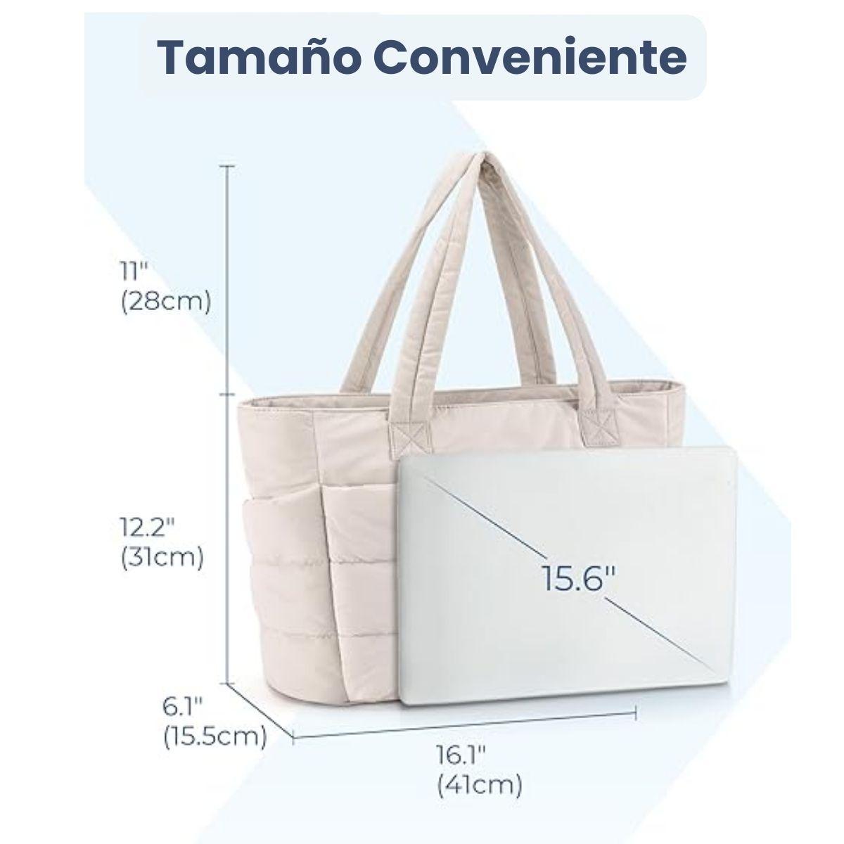 Bagsmart Bolso Tote Acolchado Bubble 20 L para Notebook 15,6″ Beige-7