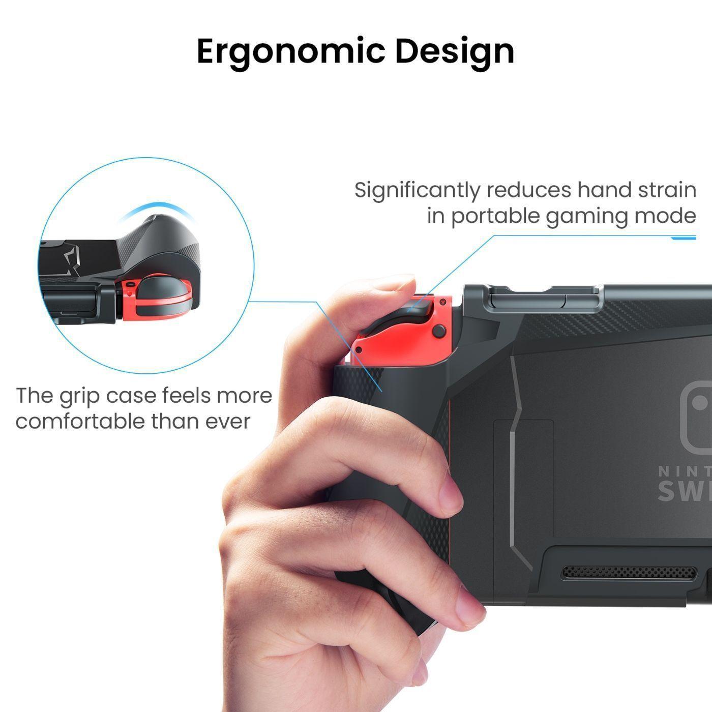 Tomtoc Estuche con agarre acoplable para Nintendo Switch - Negro-1