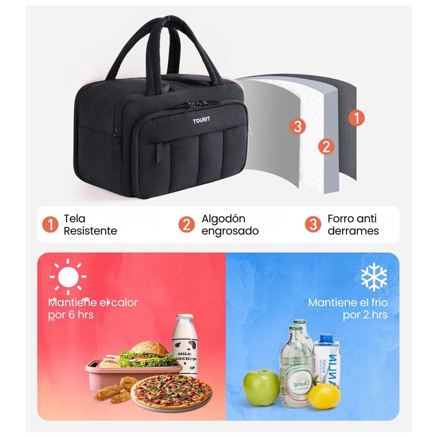 Tourit Lonchera Térmica Puffy 8.5L Hielo Reusable Negro-6
