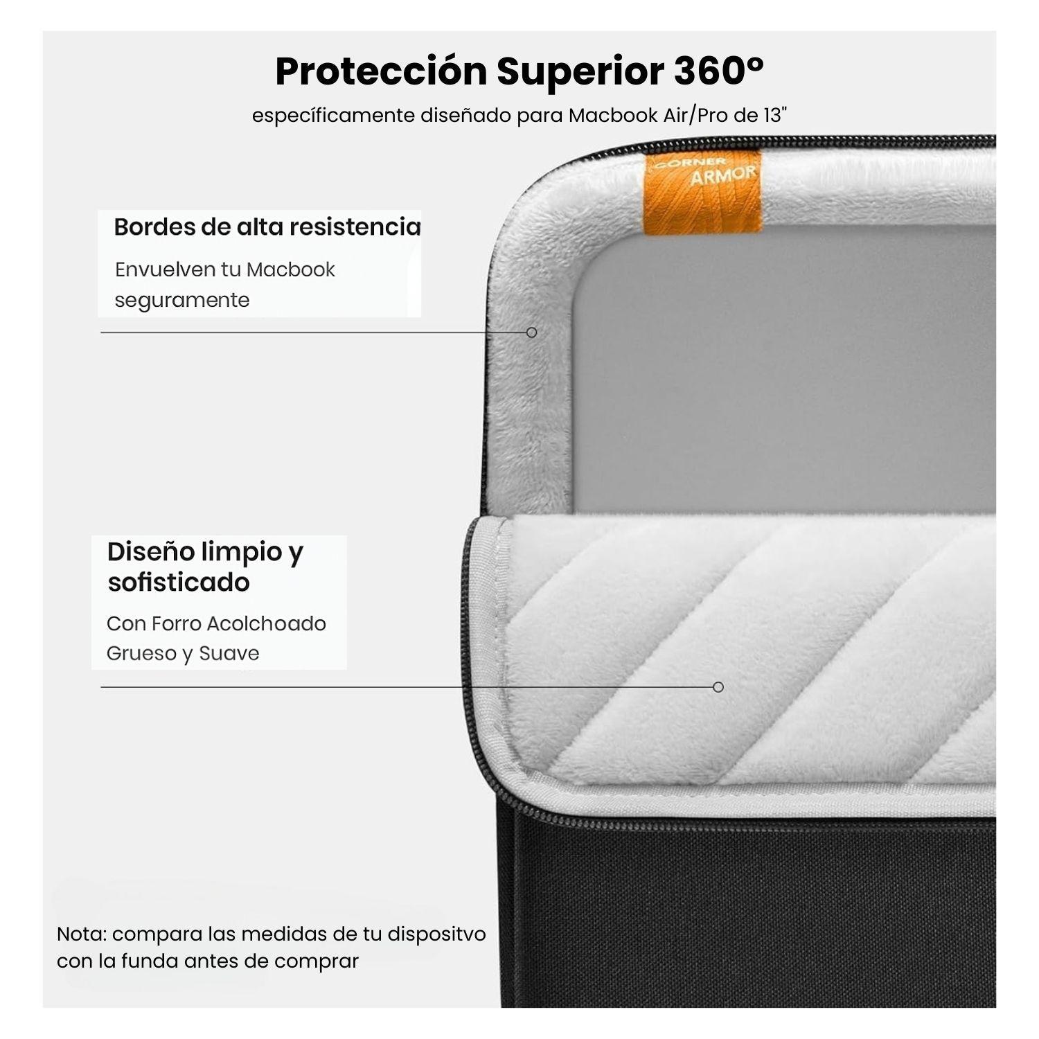 Tomtoc Funda Defender-A13 para MacBook Pro de 16" con organizador - Negro-4