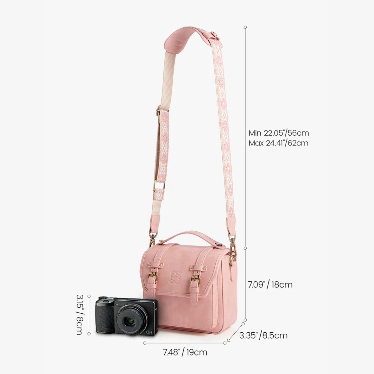 Ecosusi Bolso Vintage Clara Bandolera para Cámara Compacta Rosado-2