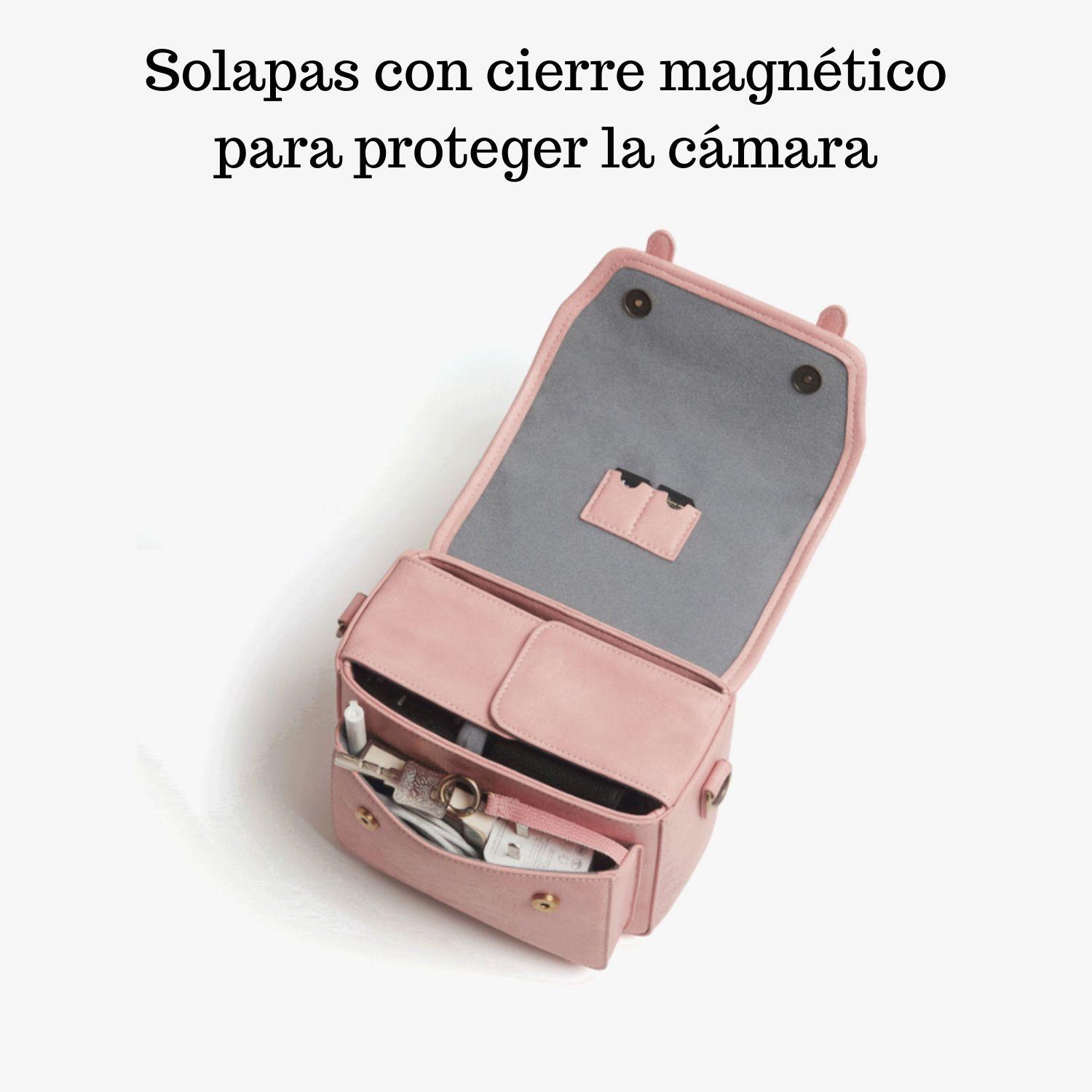 Ecosusi Bolso Vintage Clara Bandolera para Cámara Compacta Rosado-3