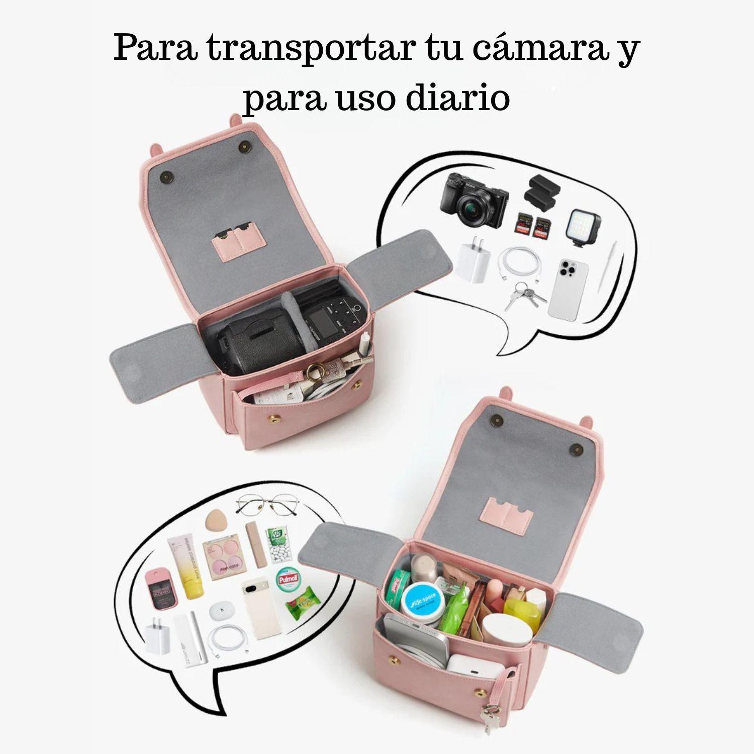 Ecosusi Bolso Vintage Clara Bandolera para Cámara Compacta Rosado-6