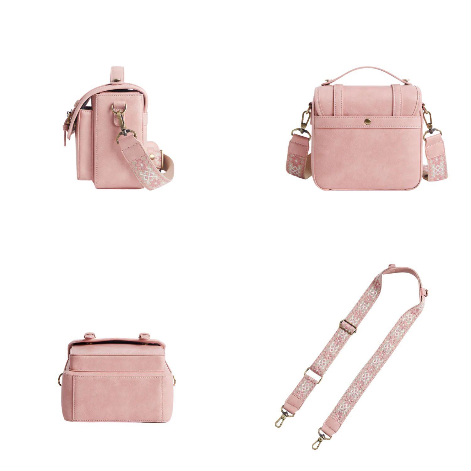 Ecosusi Bolso Vintage Clara Bandolera para Cámara Compacta Rosado-7