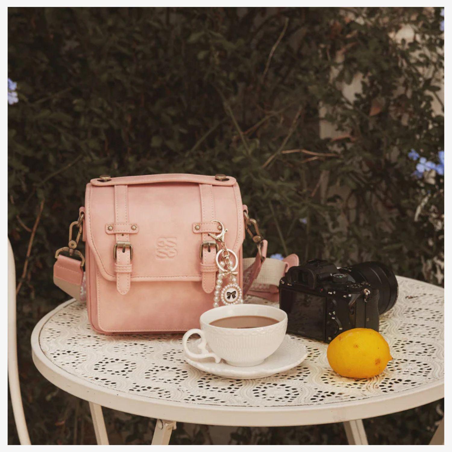 Ecosusi Bolso Vintage Clara Bandolera para Cámara Compacta Rosado-1