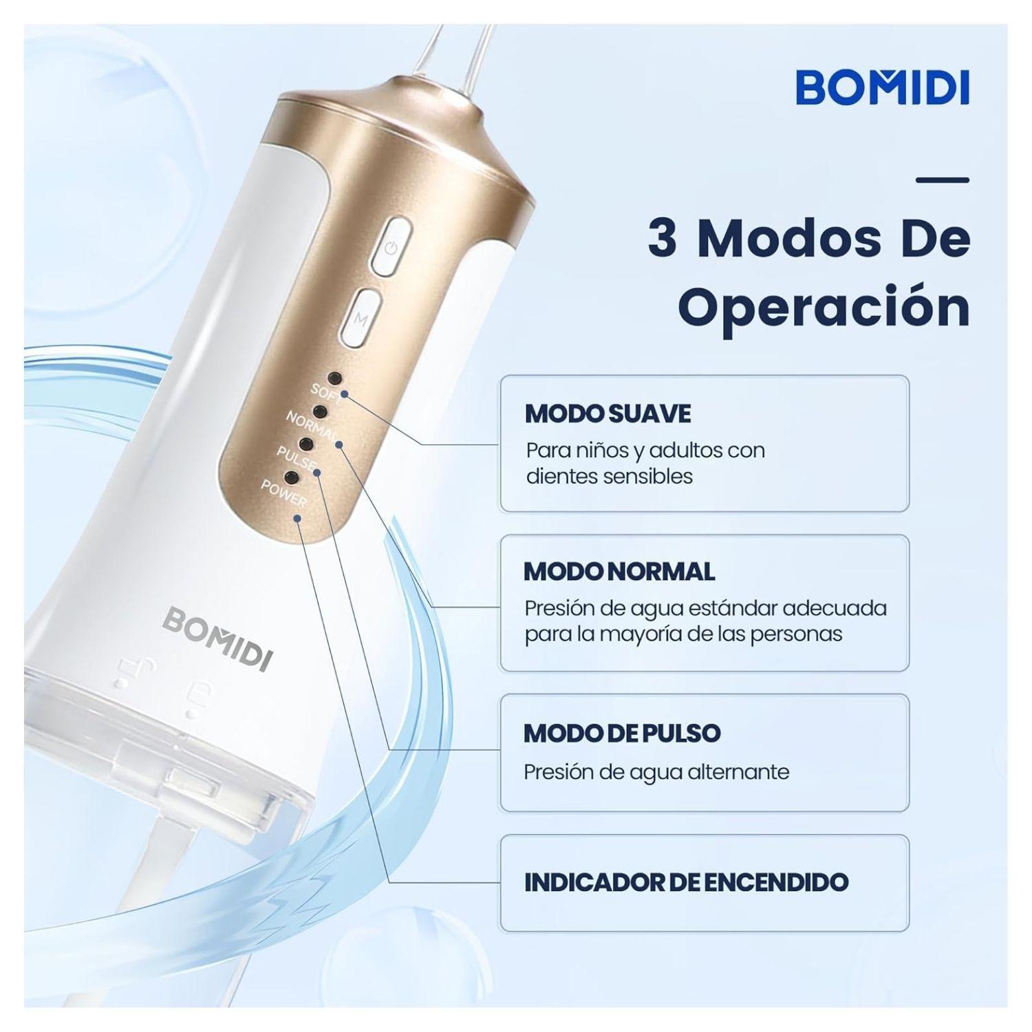 Bomidi Irrigador Bucal Portátil Recargable DE02 240 ml Blanco-4