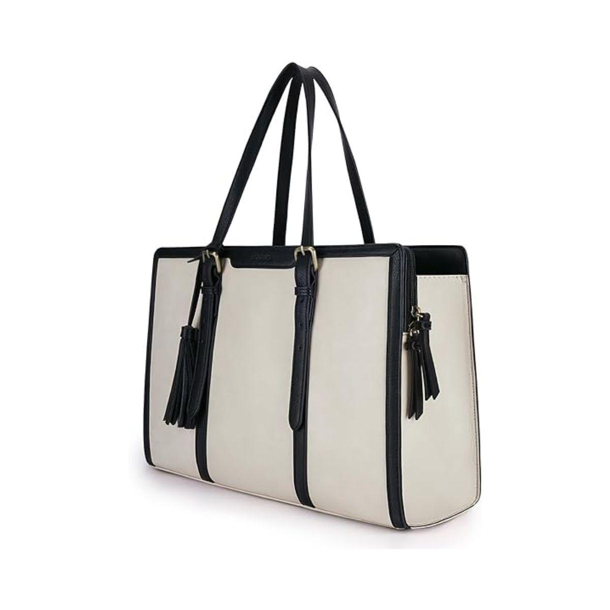 Ecosusi Bolsa Oficina para notebook 15.6'' Gran Capacidad - Beige y Negro-0