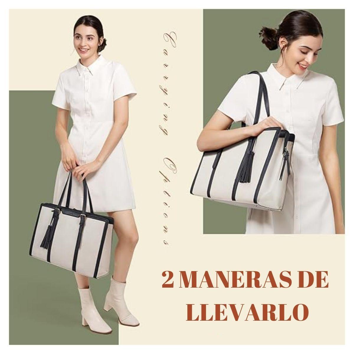 Ecosusi Bolsa Oficina para notebook 15.6'' Gran Capacidad - Beige y Negro-2