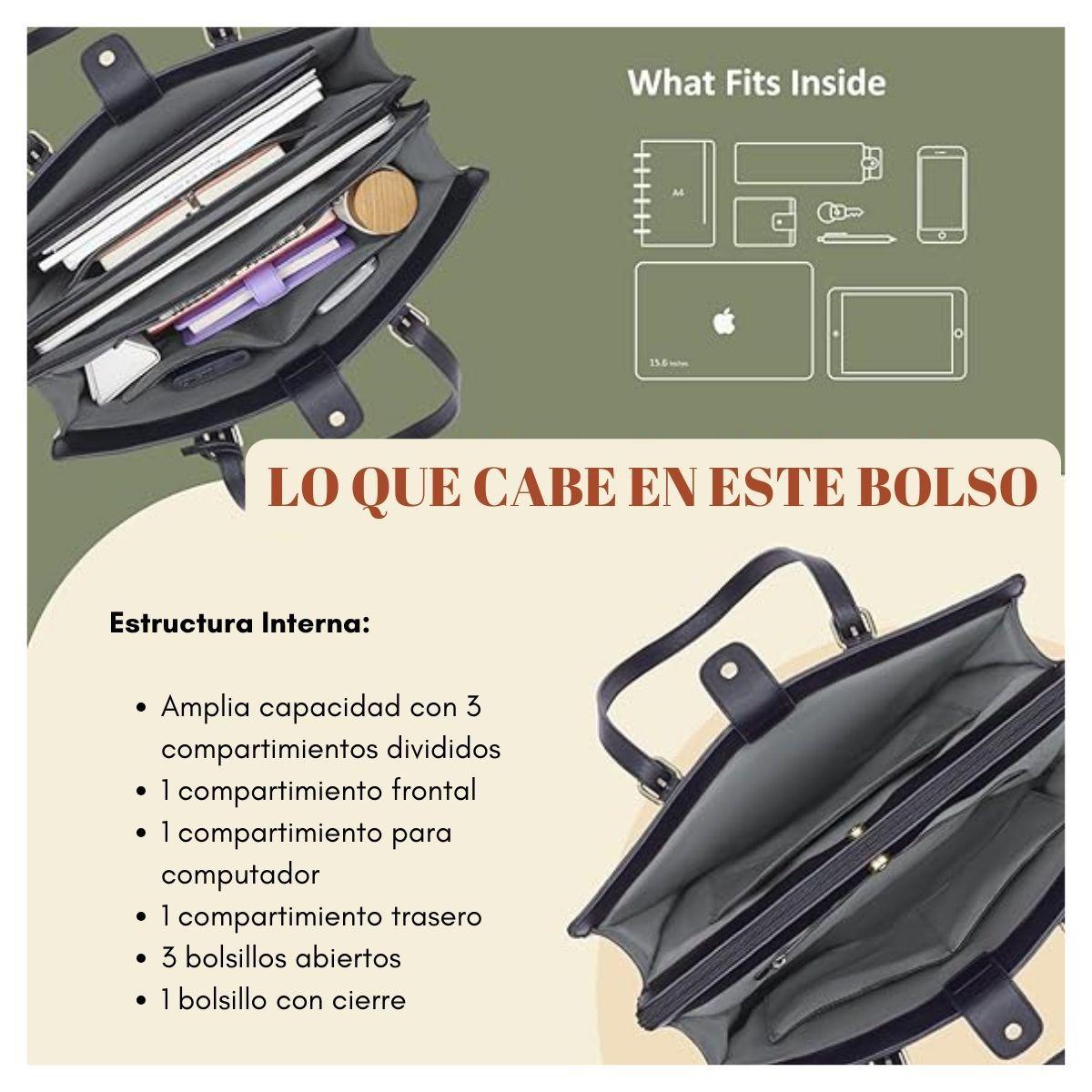 Ecosusi Bolsa Oficina para notebook 15.6'' Gran Capacidad - Beige y Negro-3