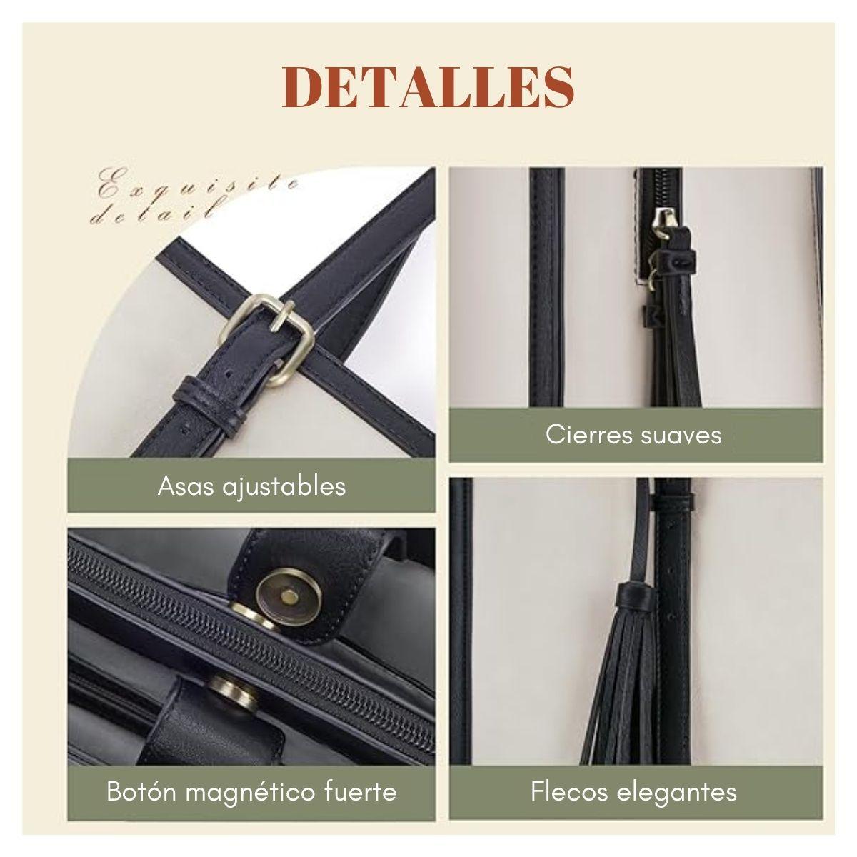 Ecosusi Bolsa Oficina para notebook 15.6'' Gran Capacidad - Beige y Negro-4