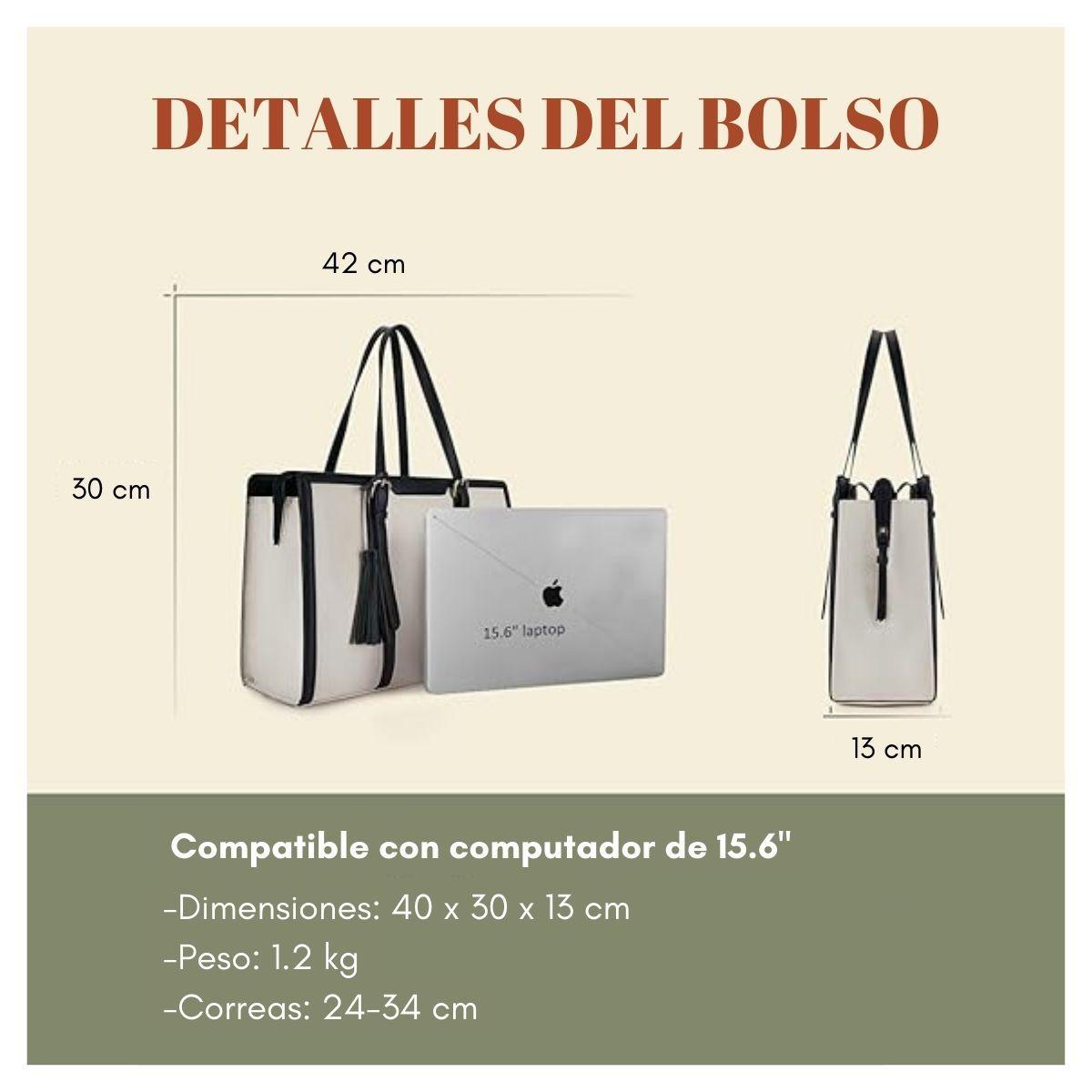 Ecosusi Bolsa Oficina para notebook 15.6'' Gran Capacidad - Beige y Negro-5