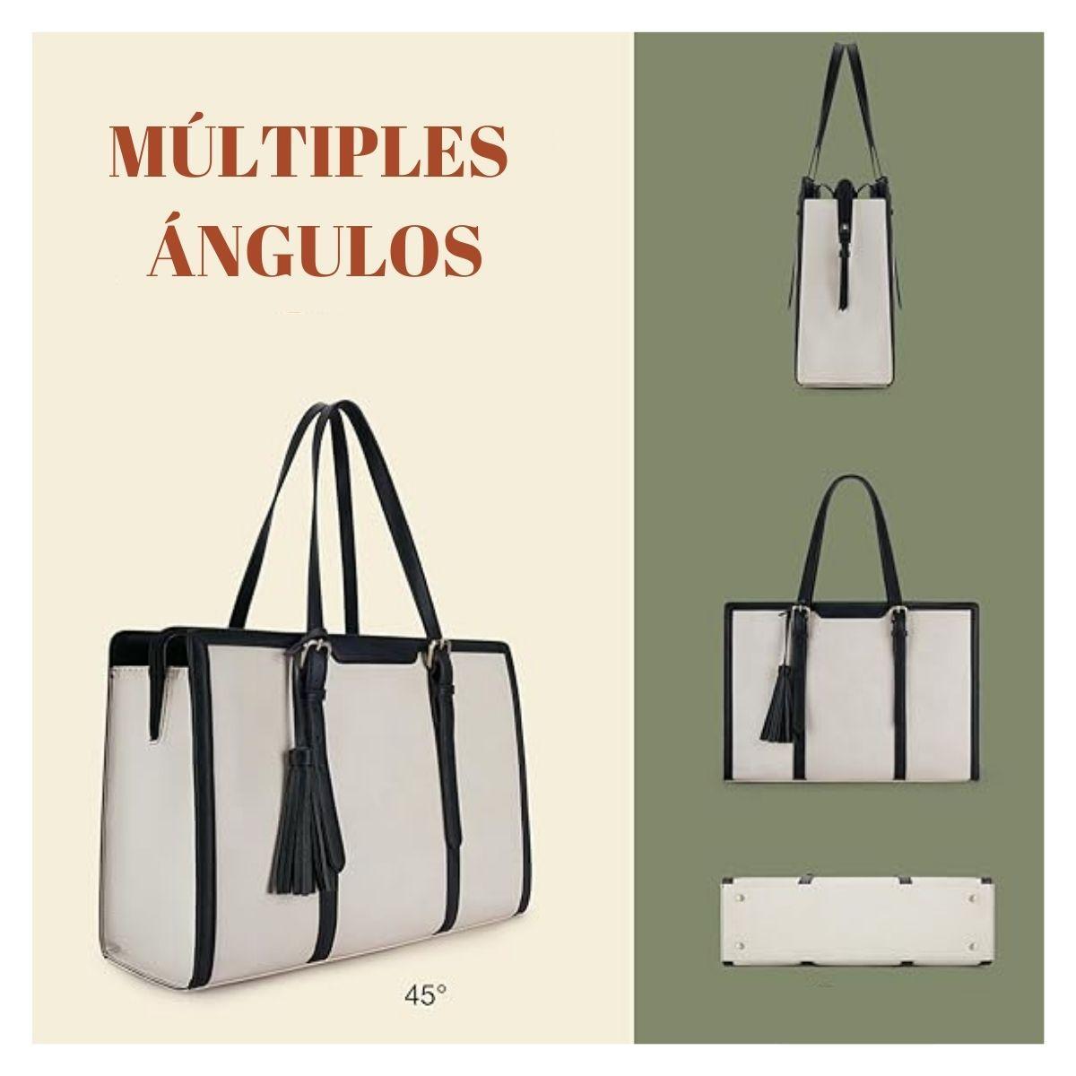 Ecosusi Bolsa Oficina para notebook 15.6'' Gran Capacidad - Beige y Negro-6