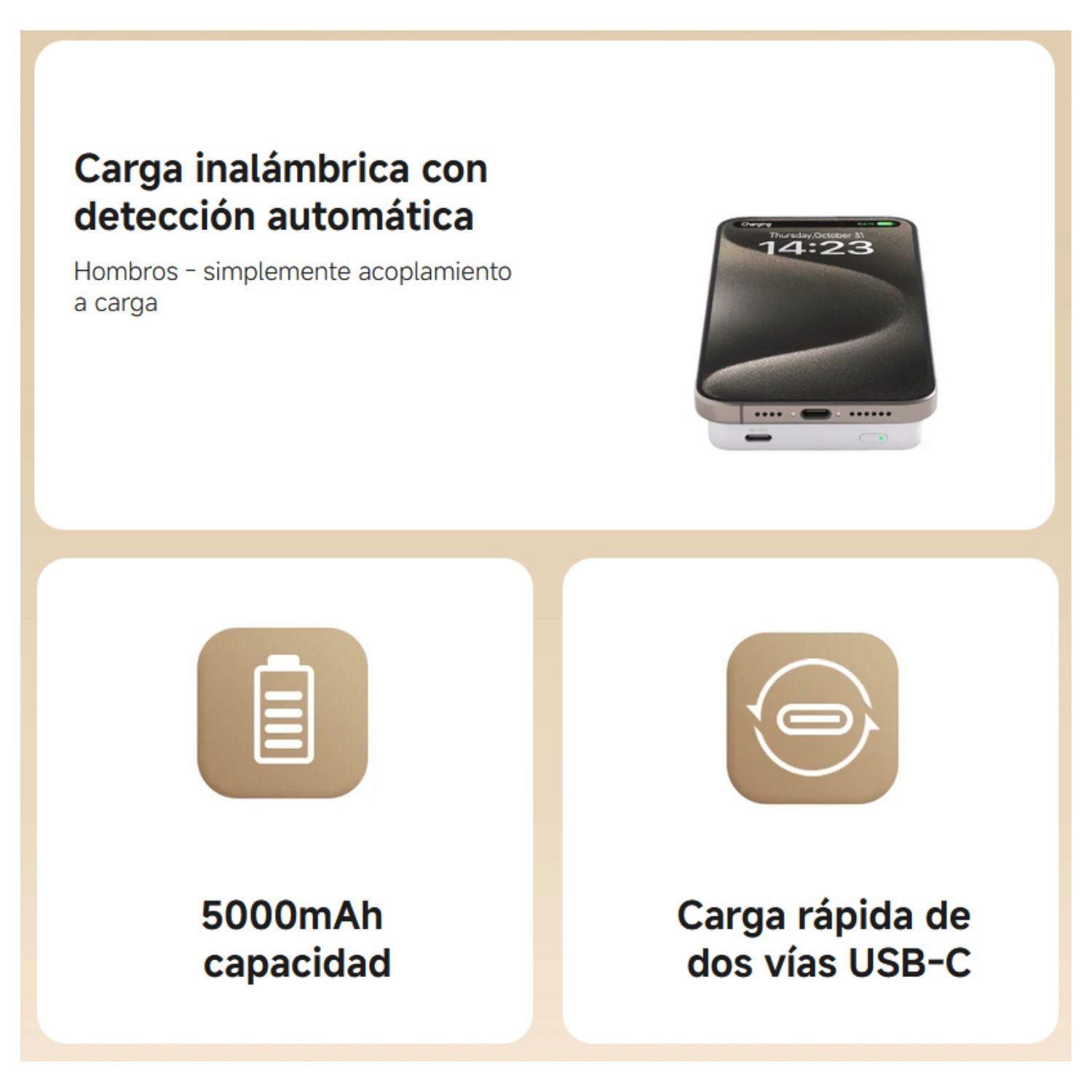 Xiaomi Power Bank Magnético 5000 mAh Batería Portátil 20W - Blanco-5