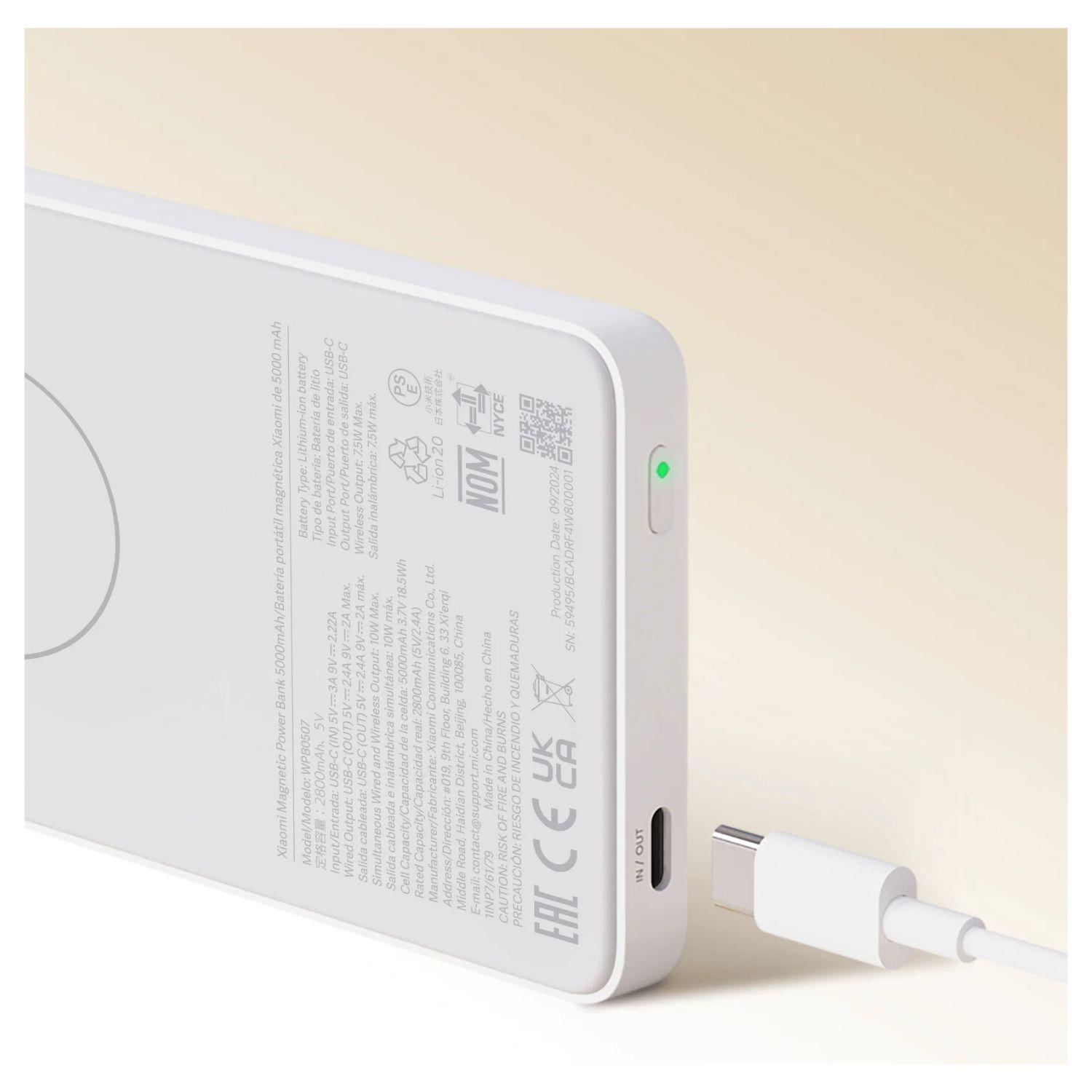 Xiaomi Power Bank Magnético 5000 mAh Batería Portátil 20W - Blanco-7