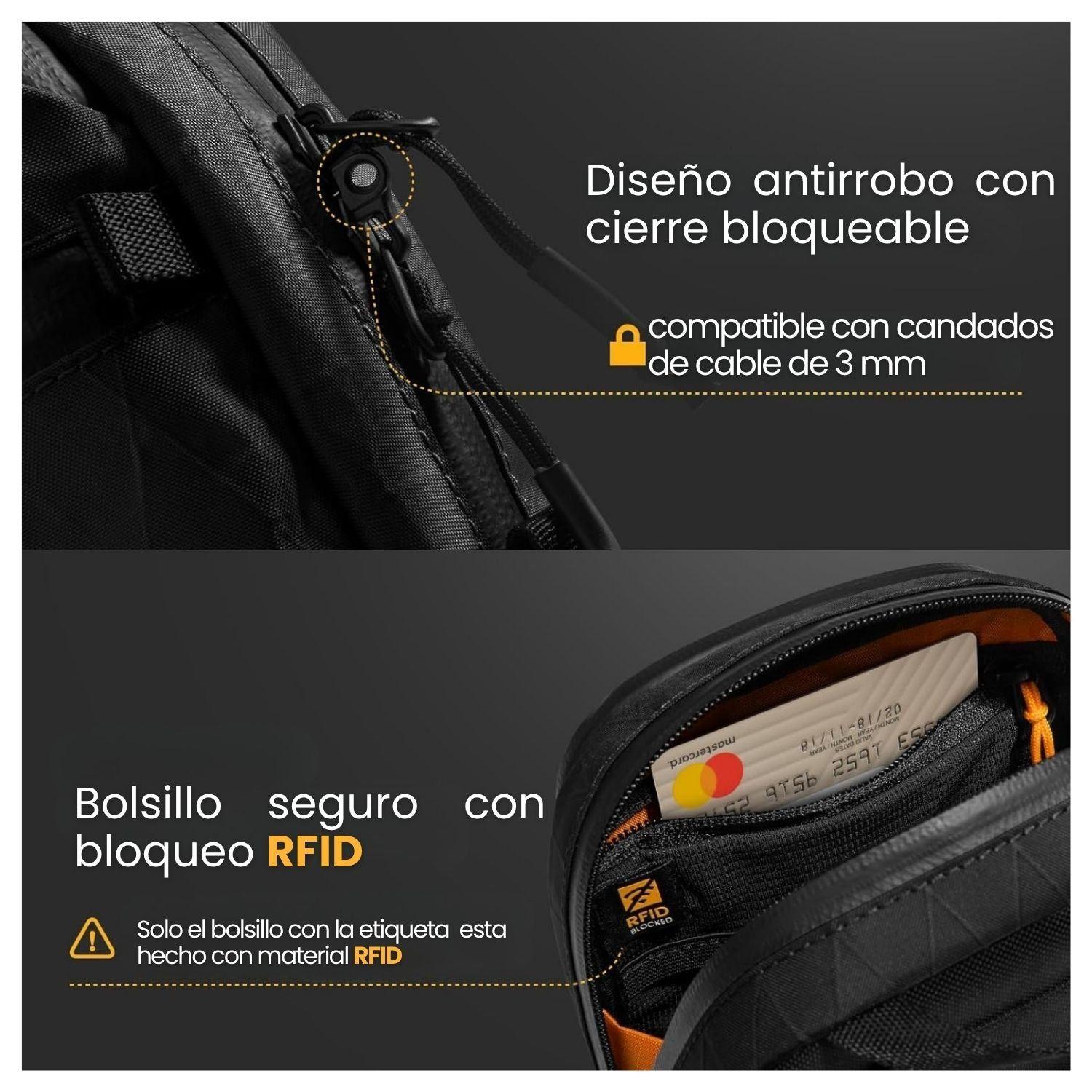 Tomtoc Bolso Bandolera de Viaje Aviator-T37 RFID Versión X-Pac Negro-6