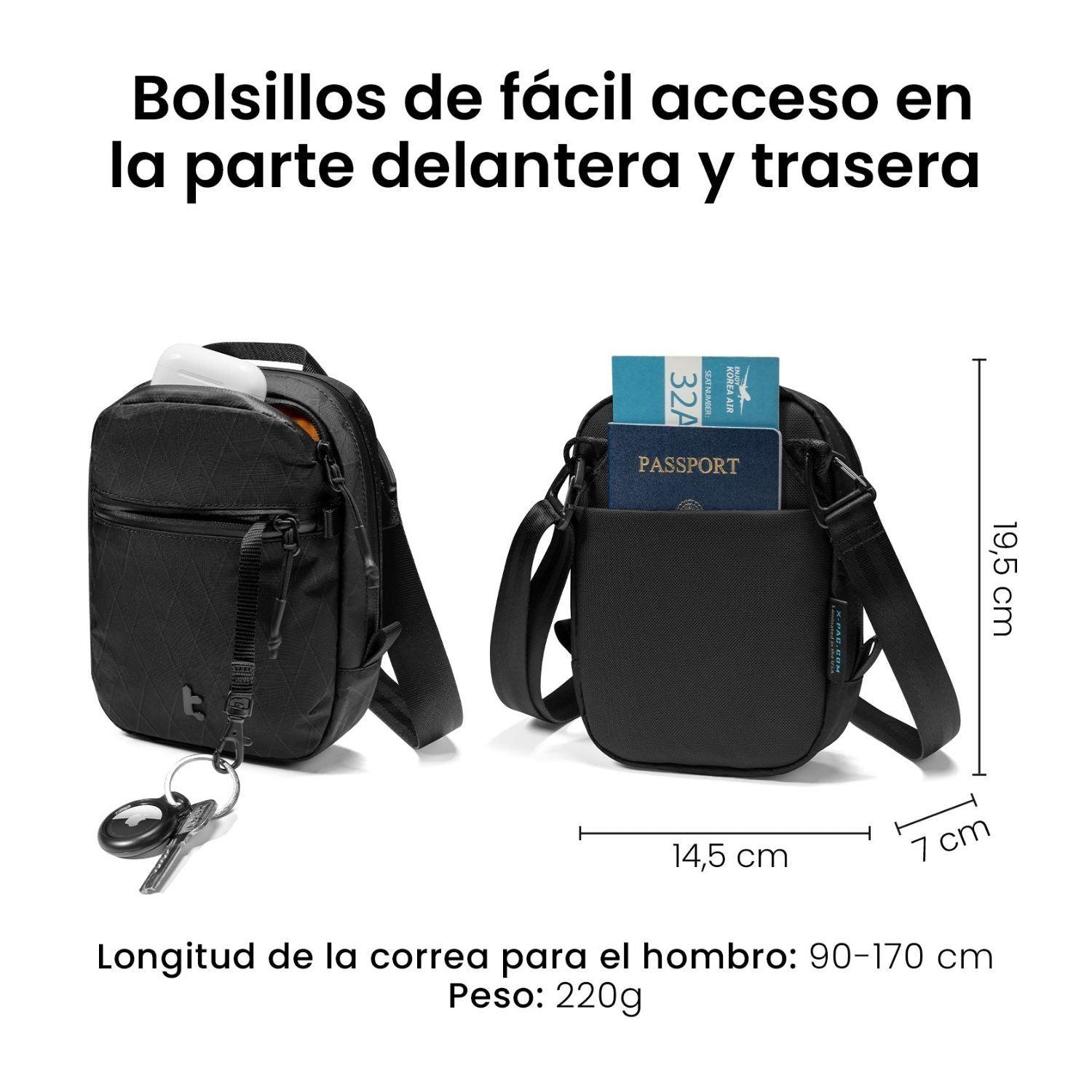 Tomtoc Bolso Bandolera de Viaje Aviator-T37 RFID Versión X-Pac Negro-8