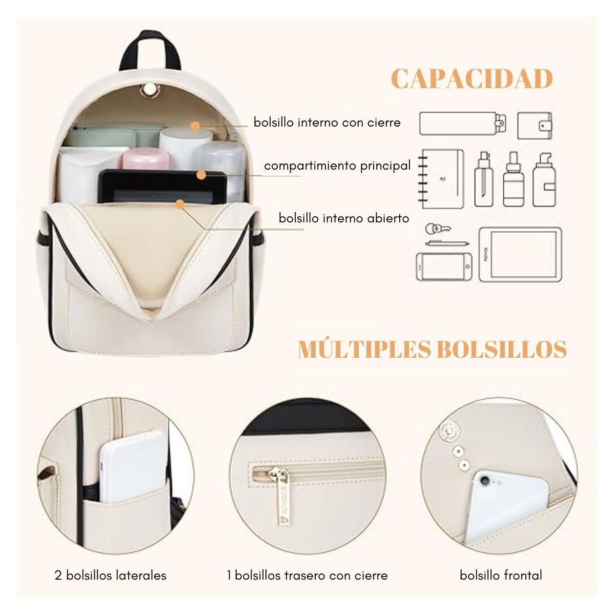 Ecosusi Mini Mochila con Lazo para iPad Mini - Blanco Negro-2