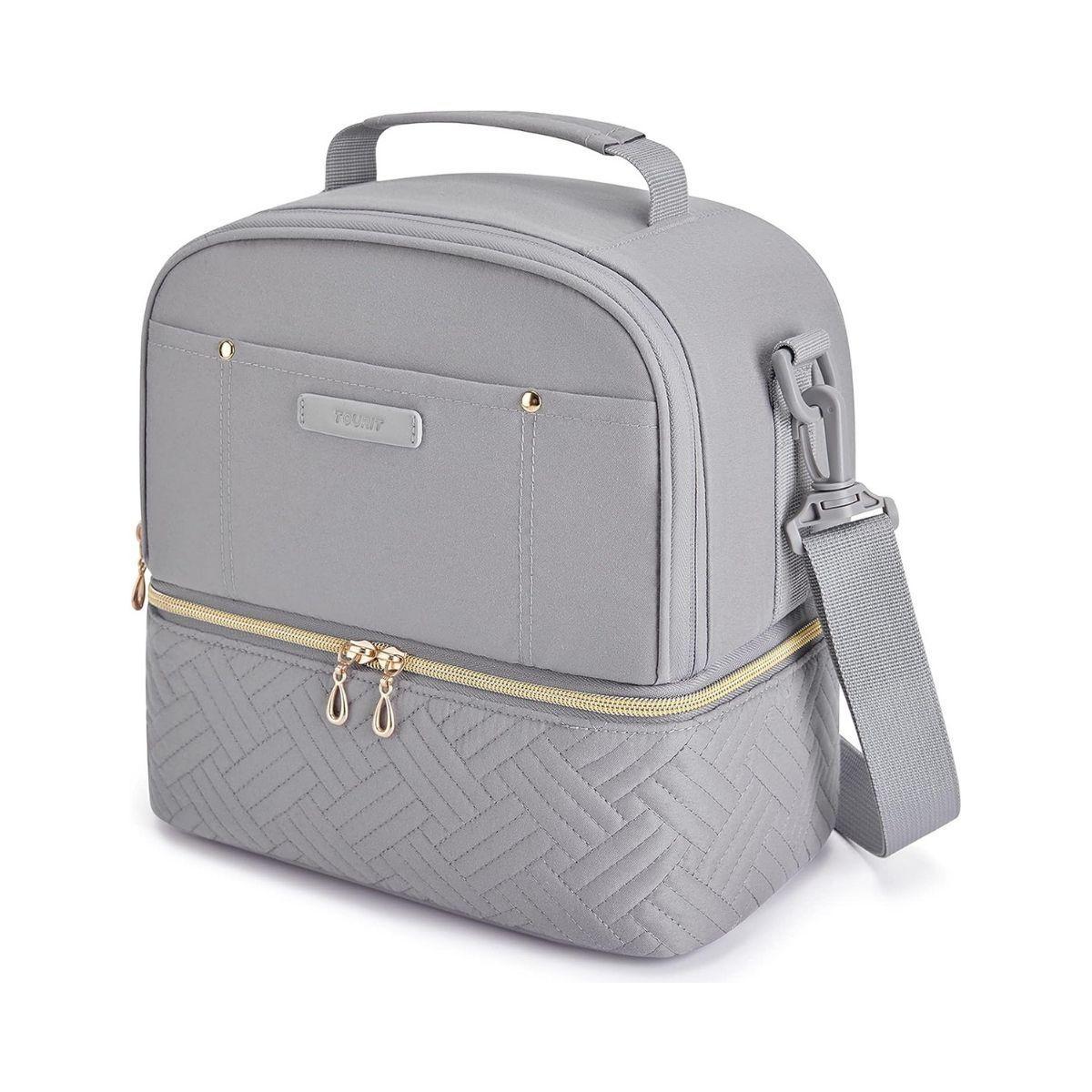 Tourit Lonchera con Aislamiento Térmico Cubierta Doble 10,6L - Gris-0