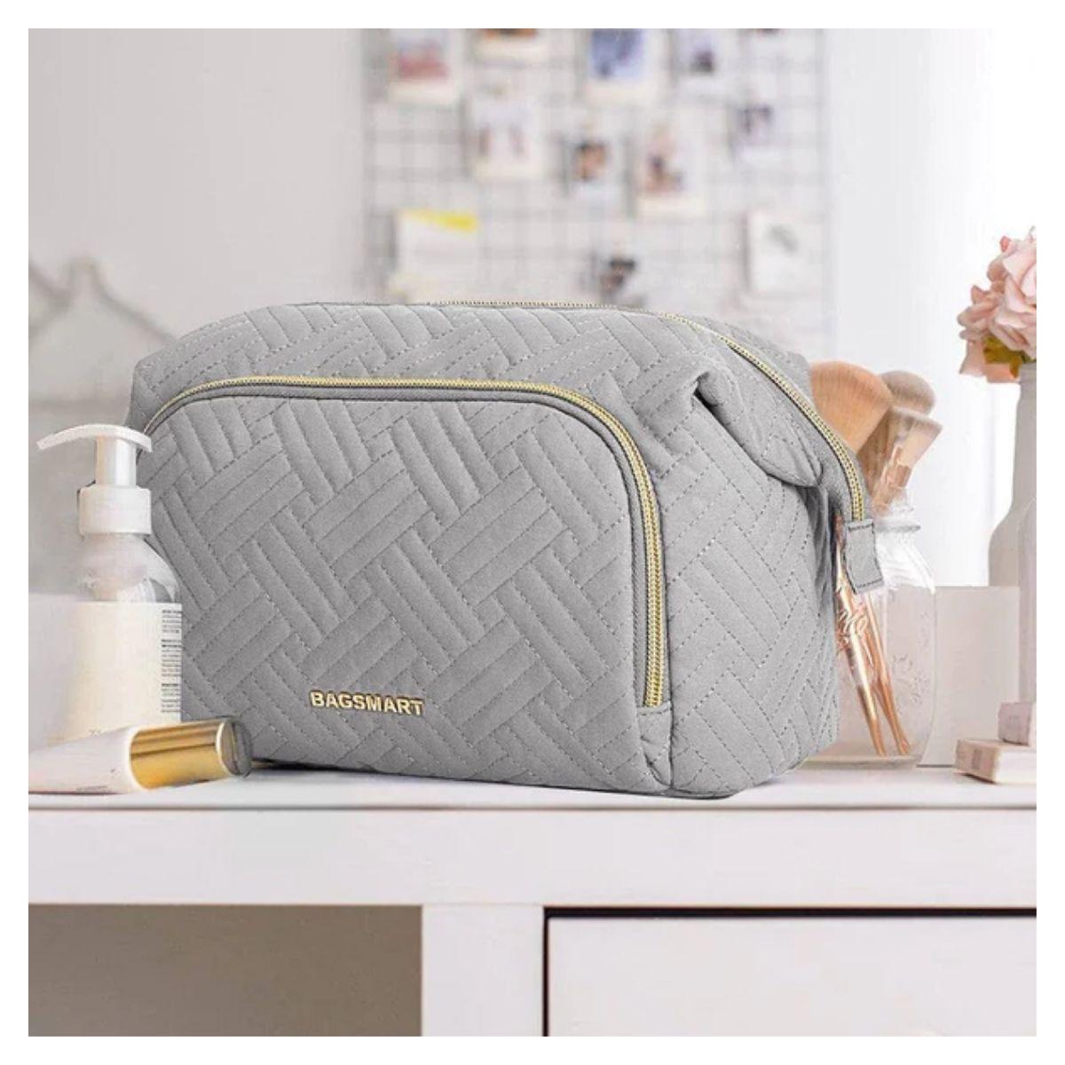 Bagsmart Cosmetiquero Tejido de Viaje Gris-6