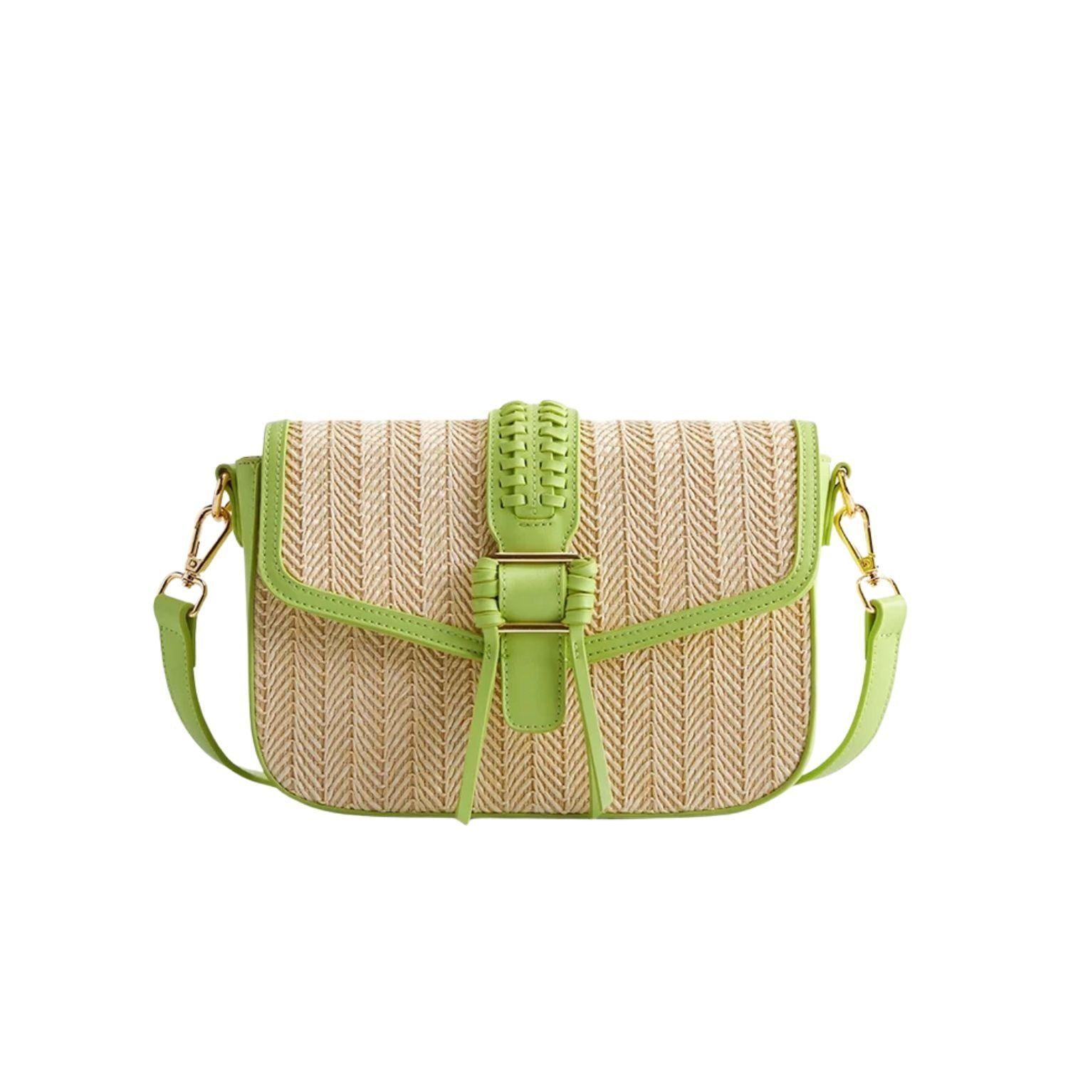 Ecosusi Cartera Bandolera Marina de Rafia Natural Verde-0