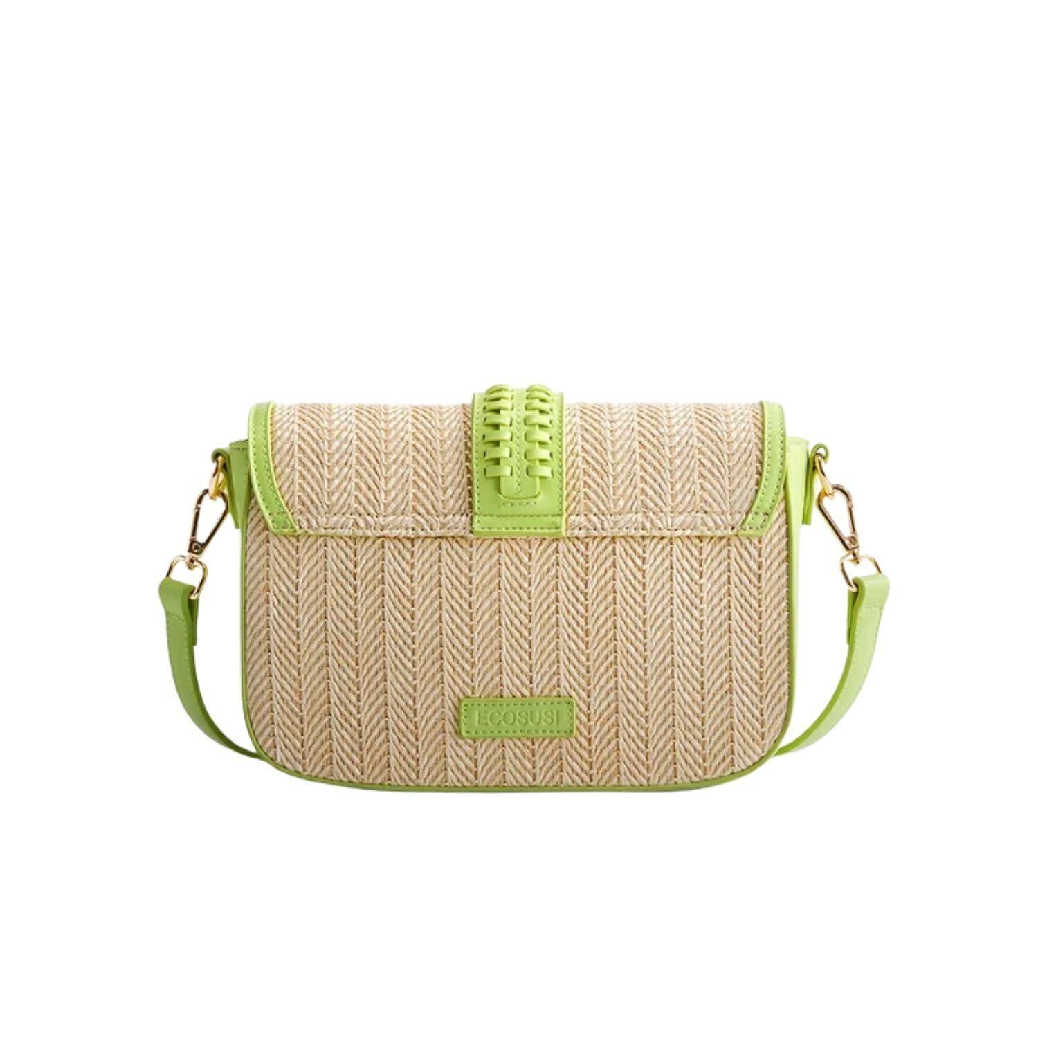 Ecosusi Cartera Bandolera Marina de Rafia Natural Verde-2