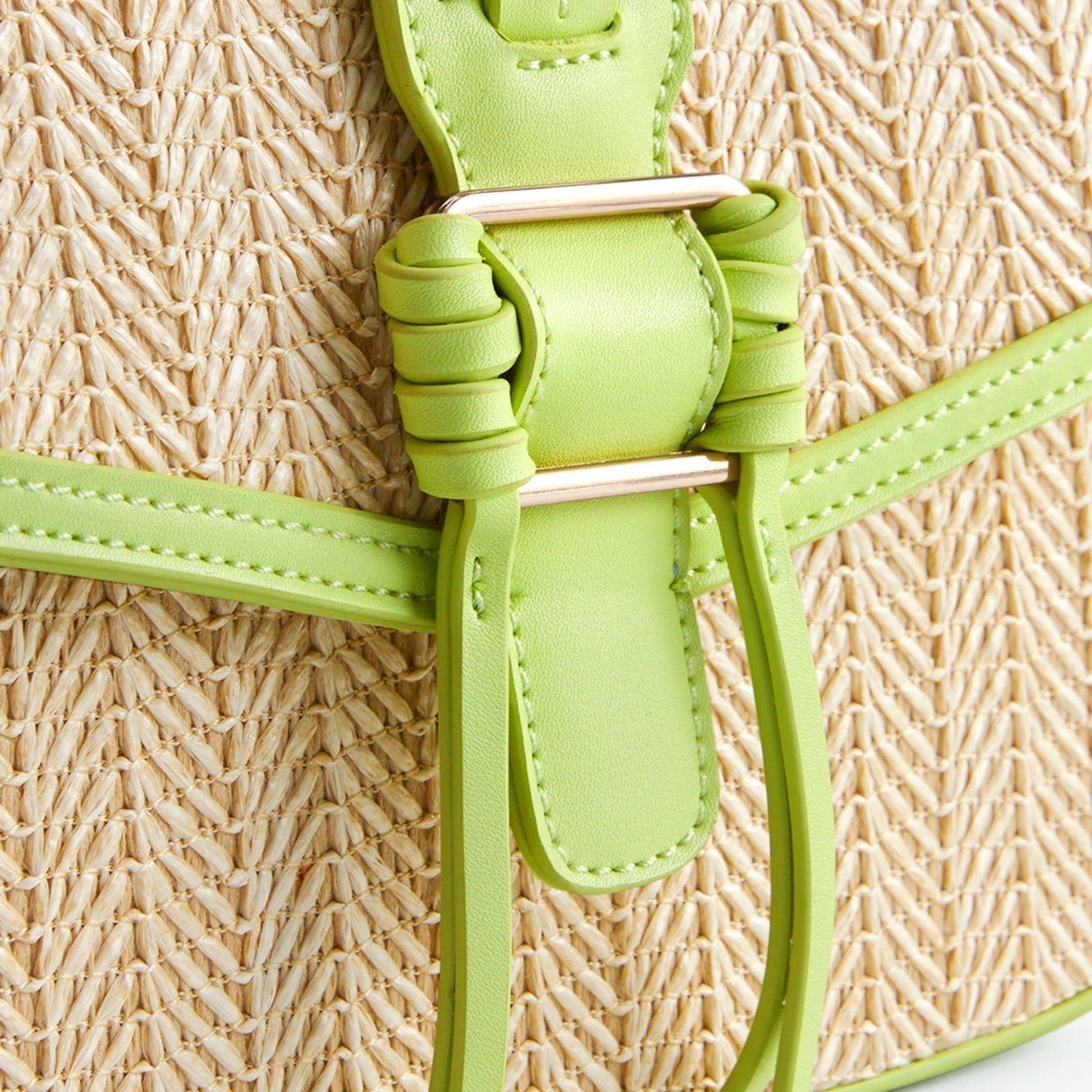 Ecosusi Cartera Bandolera Marina de Rafia Natural Verde-6