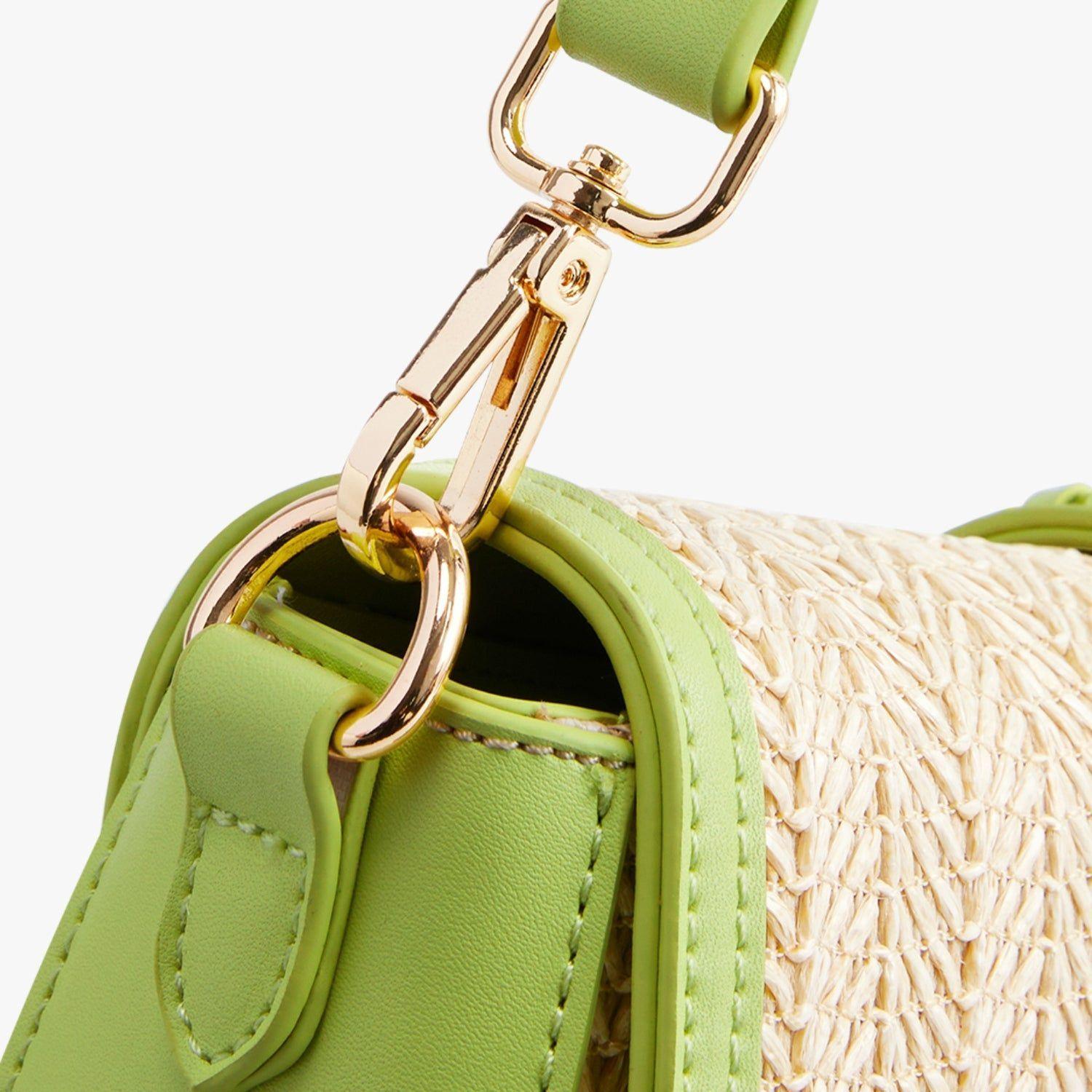 Ecosusi Cartera Bandolera Marina de Rafia Natural Verde-8