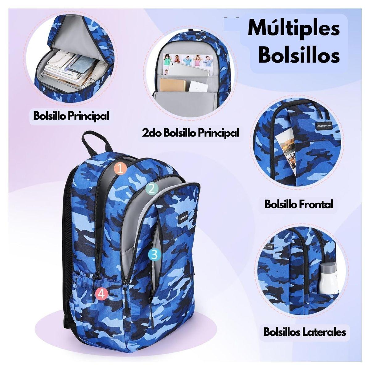 Mommore Mochila Grande para Niños Educación Básica 28L - Azul-3