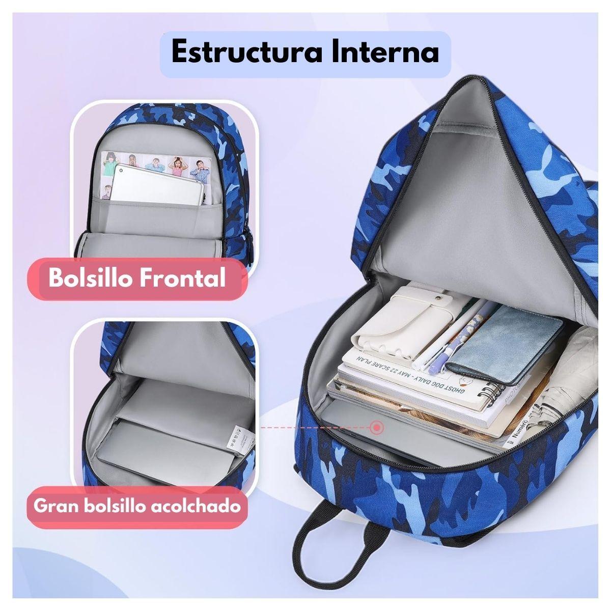 Mommore Mochila Grande para Niños Educación Básica 28L - Azul-4