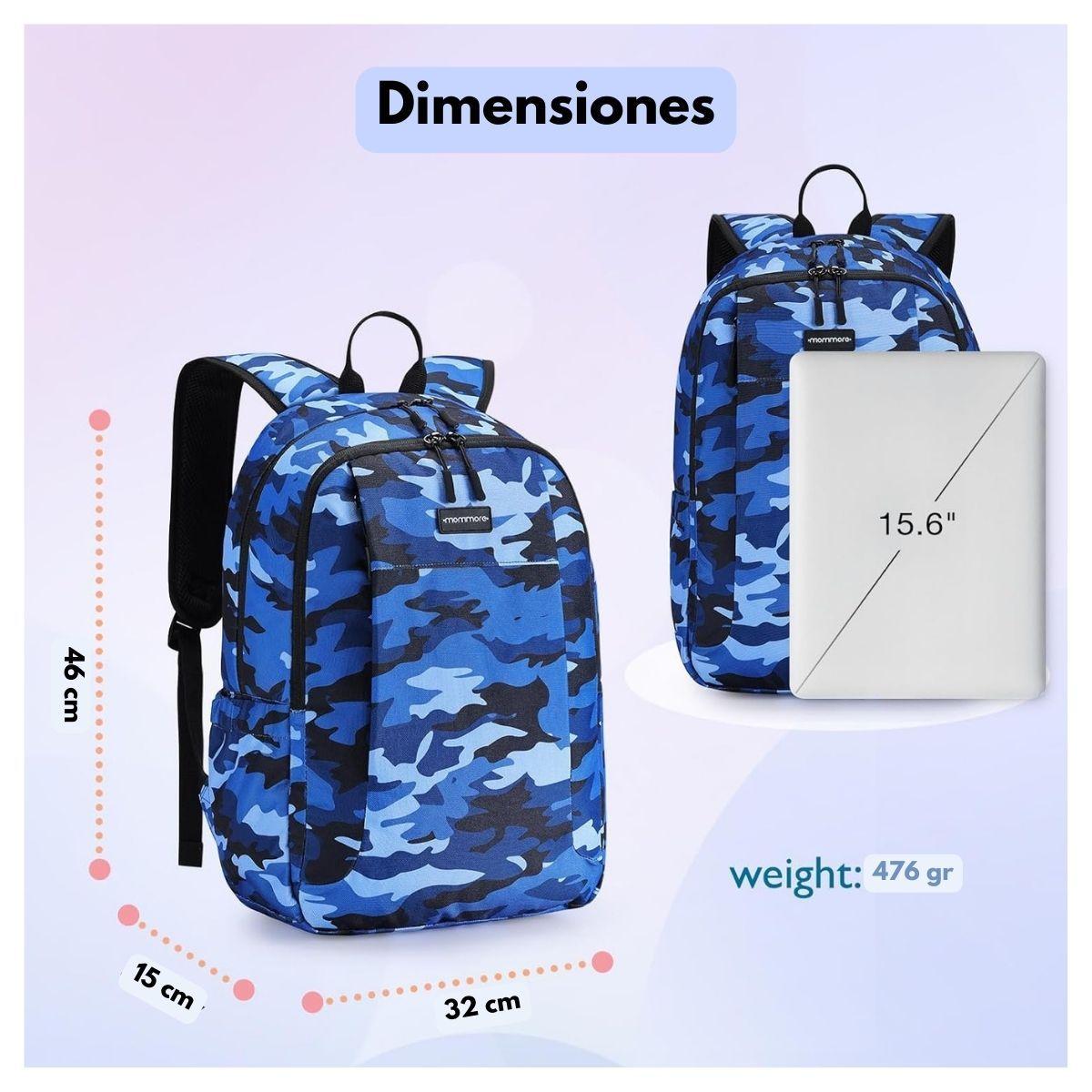 Mommore Mochila Grande para Niños Educación Básica 28L - Azul-6