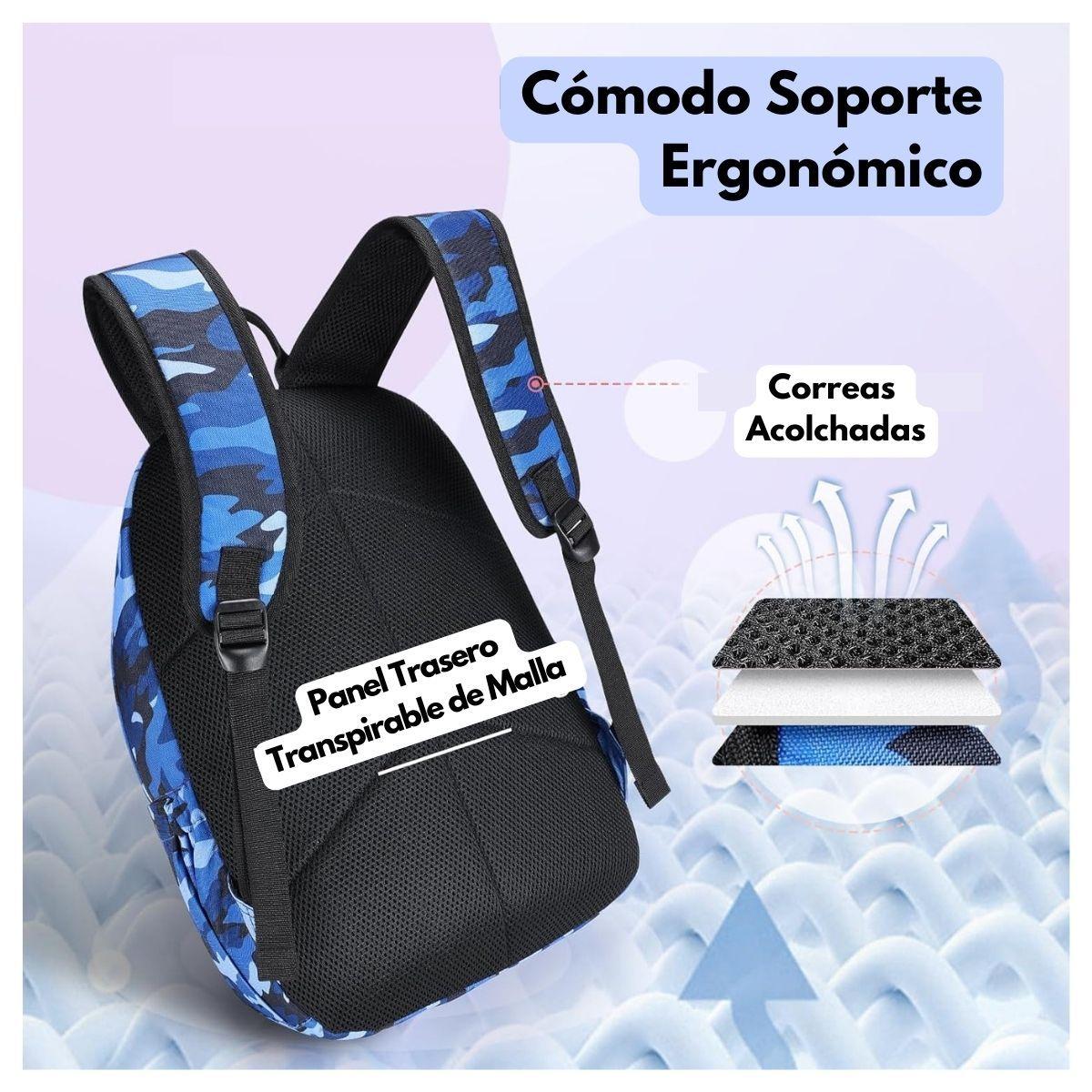 Mommore Mochila Grande para Niños Educación Básica 28L - Azul-7