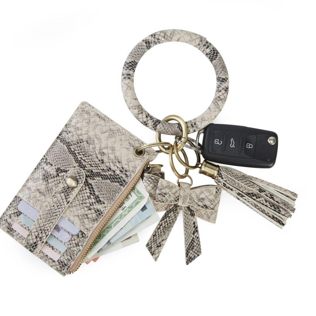 Ecosusi Monedero Llavero de pulsera con borla y lazo Serpiente-9