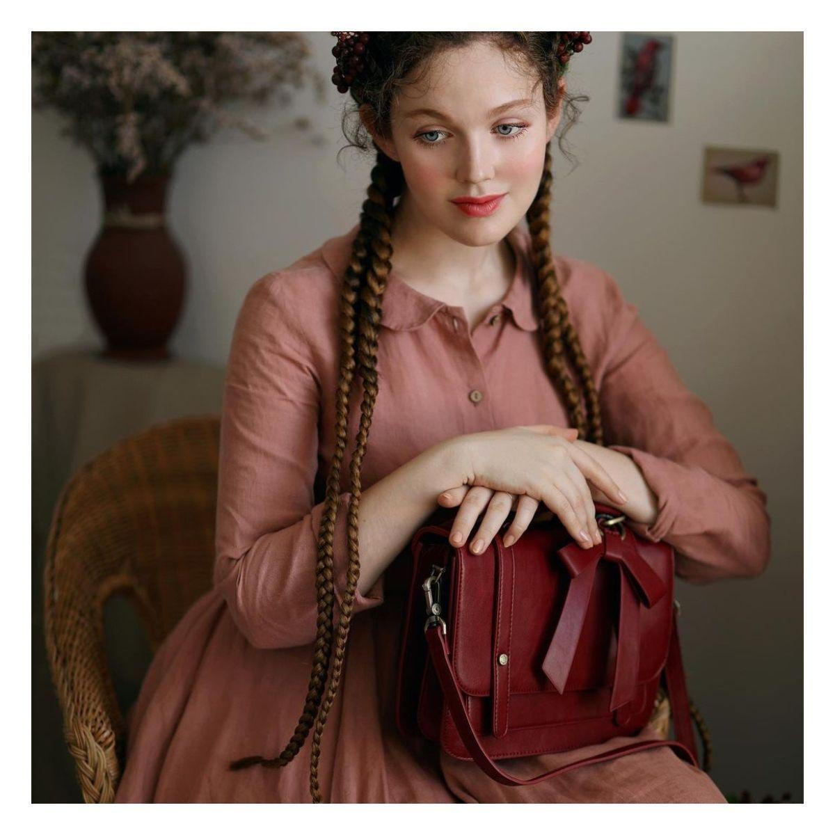 Ecosusi Maletín Bandolera con Lazo Summer Garden Romance - Burdeo-2