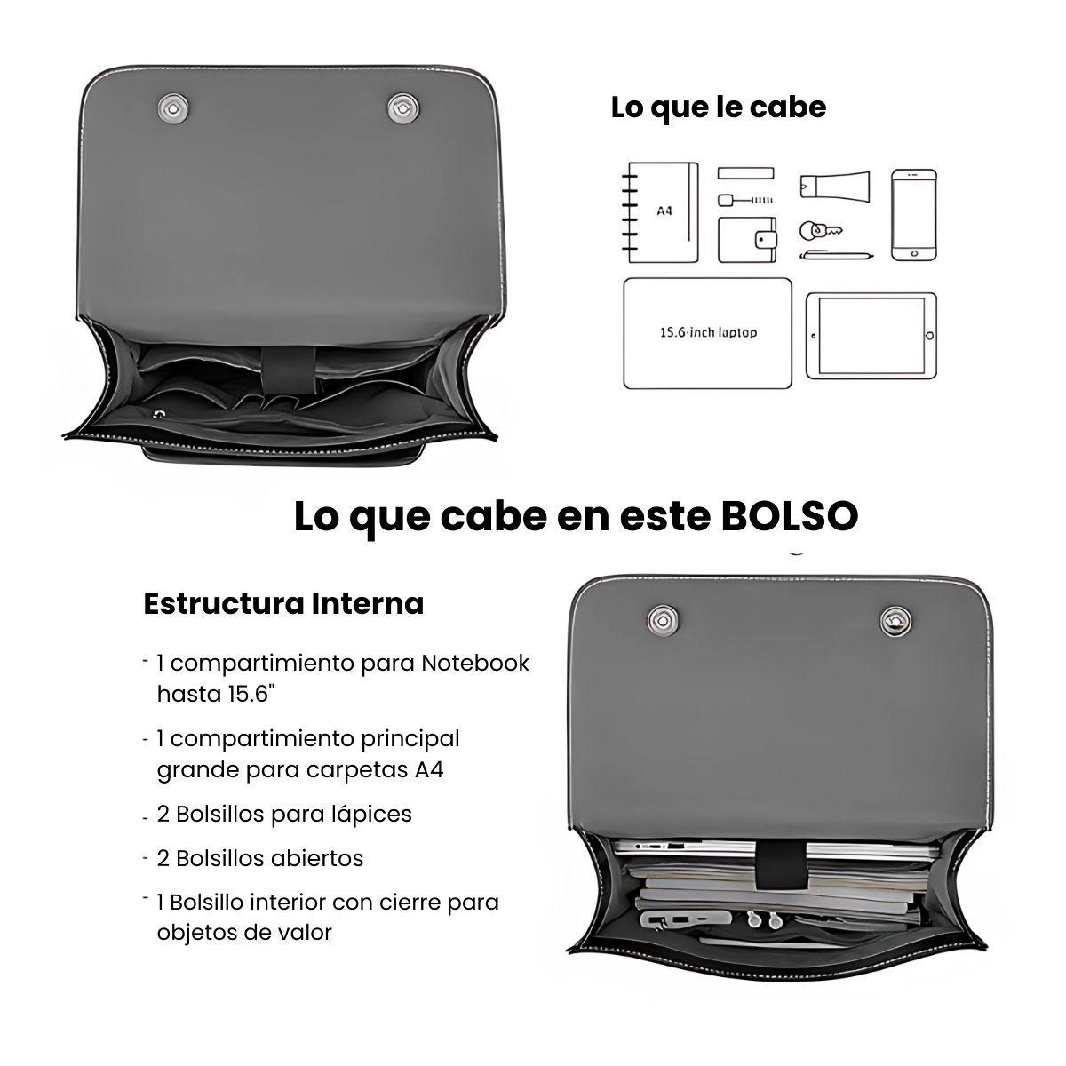 Ecosusi Mochila Vintage Camellia para Notebook 15,6" - Negro y Marrón-5
