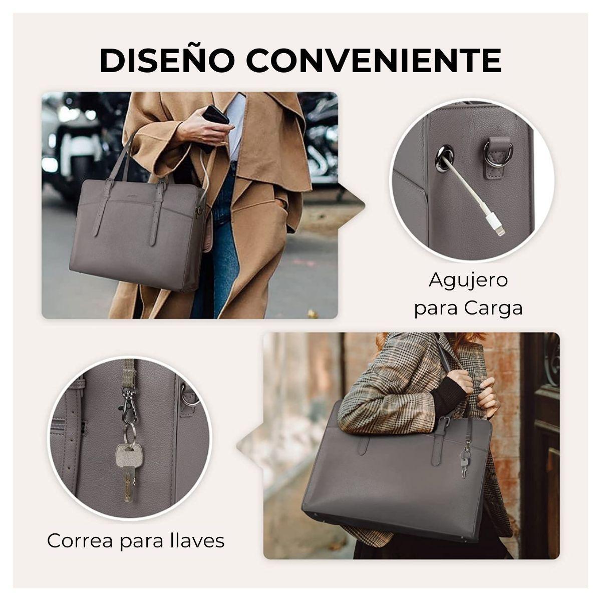 Ecosusi Bolso Tote Versátil para Notebook 15.6" - Gris-6