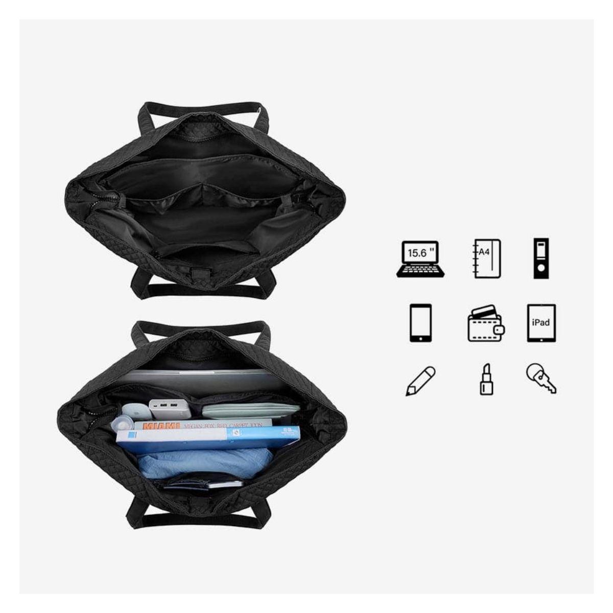 Bagsmart Bolso Tote Extra Grande Bonchemin 15.6" - Negro Tejido-2