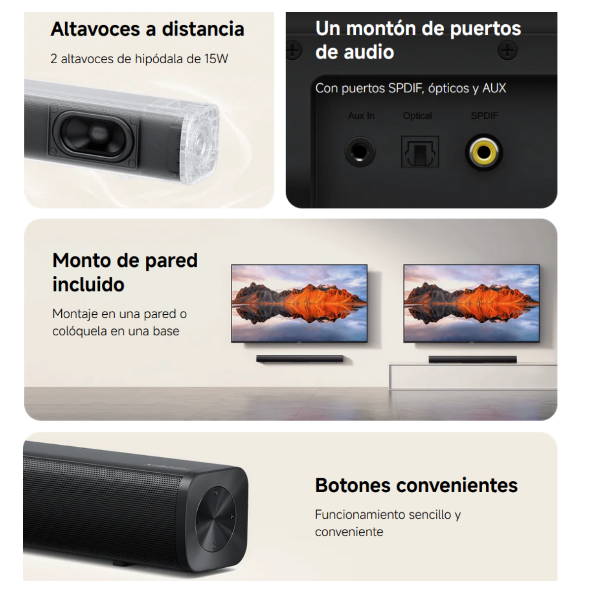 Xiaomi Barra de Sonido Soundbar 2.0 ch Bluetooth 5.3 Negro-3